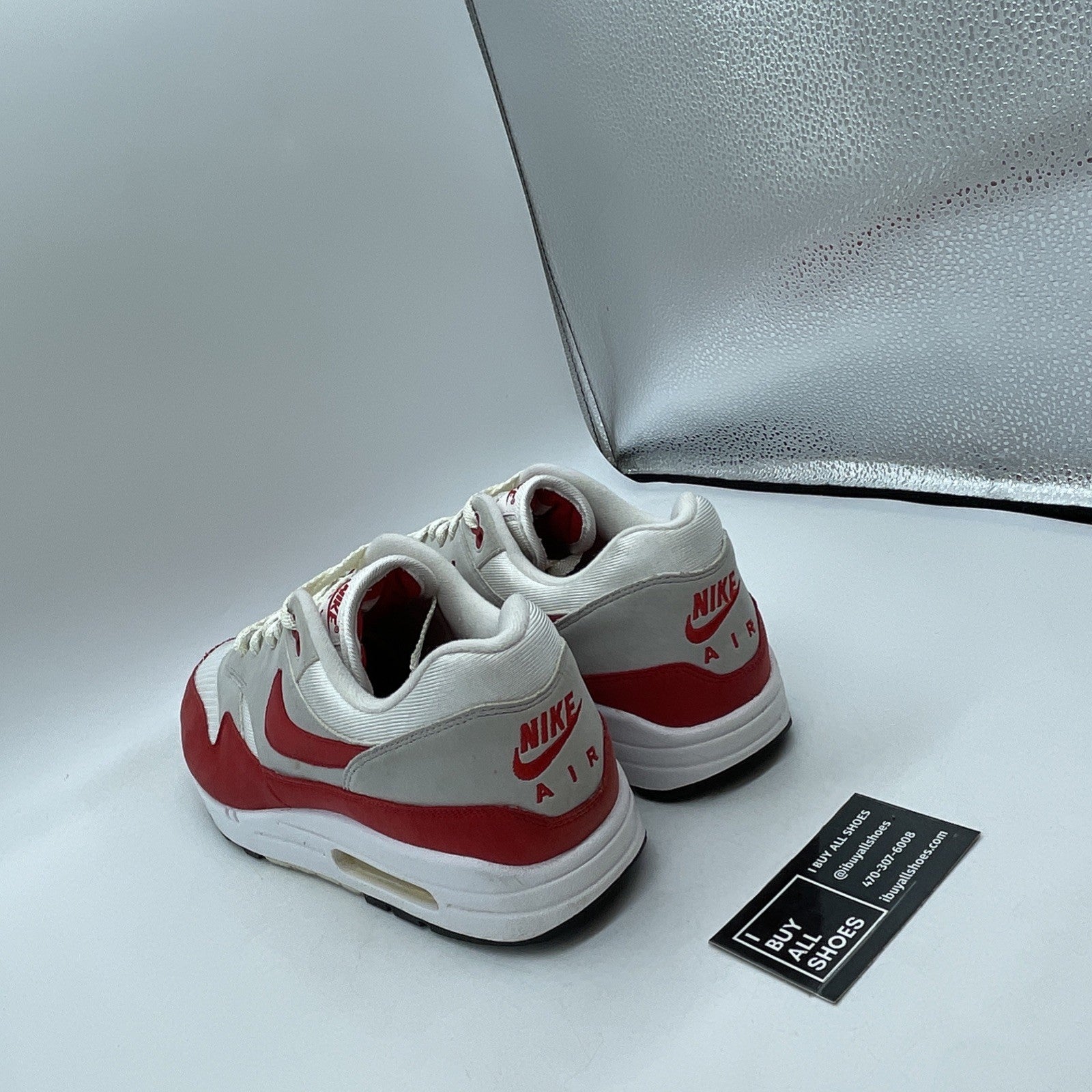 Size 12 - Nike Air Max 1 OG Anniversary Red Grey White Suede (908375-100)