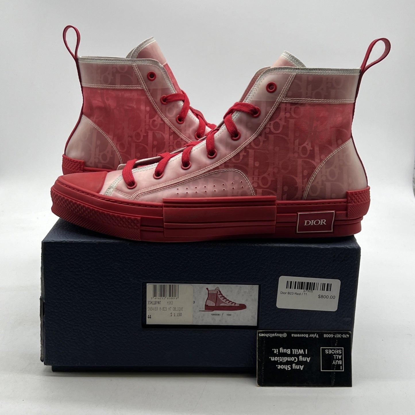 Size 44 - Dior B23 High Dior Oblique Red/Clear