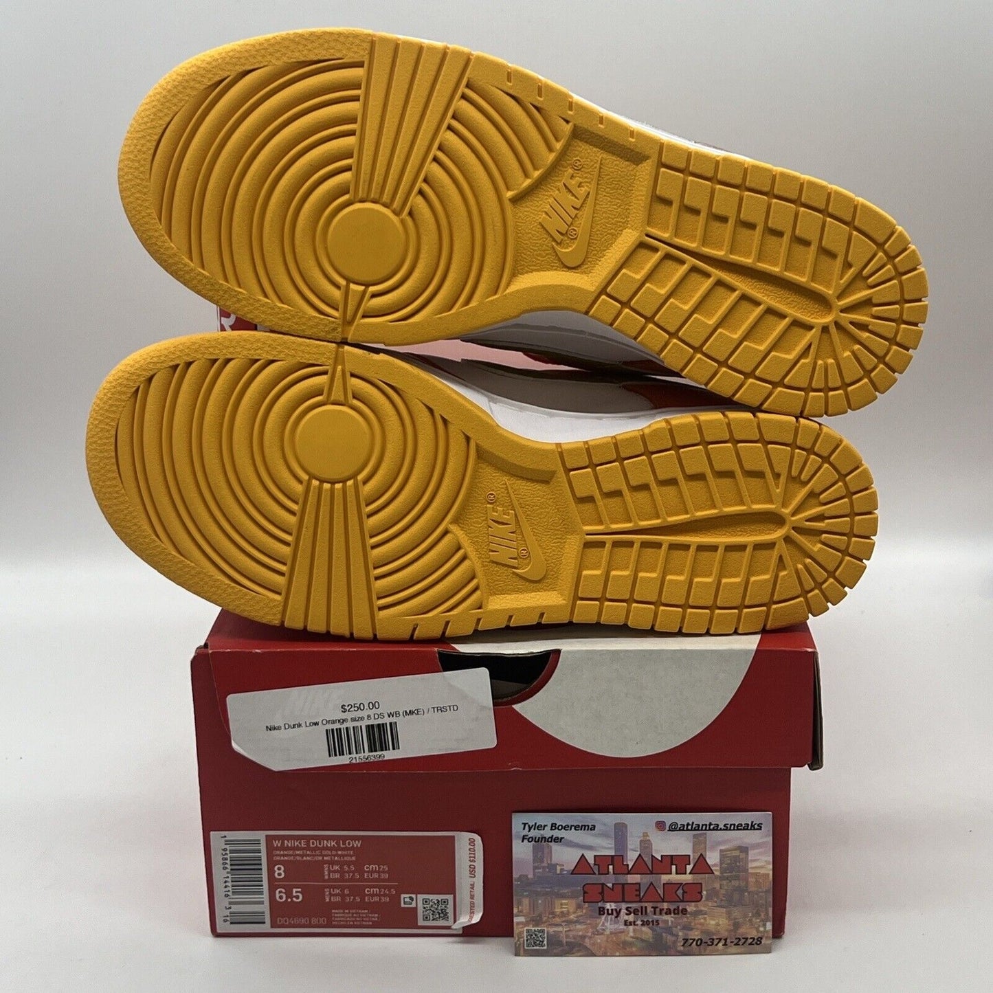 Size 8 - Nike Dunk Low White  2021 - DQ4690-800 White Orange Gold Brand New
