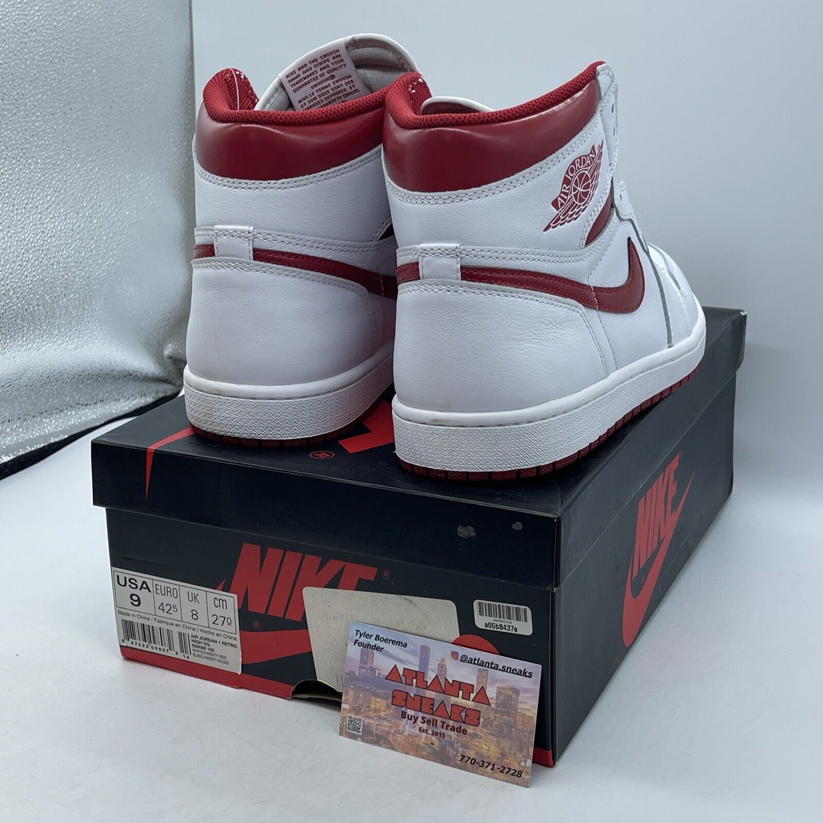 Size 9 - Air Jordan 1 Retro OG High Metallic Red White Leather (555088-103)
