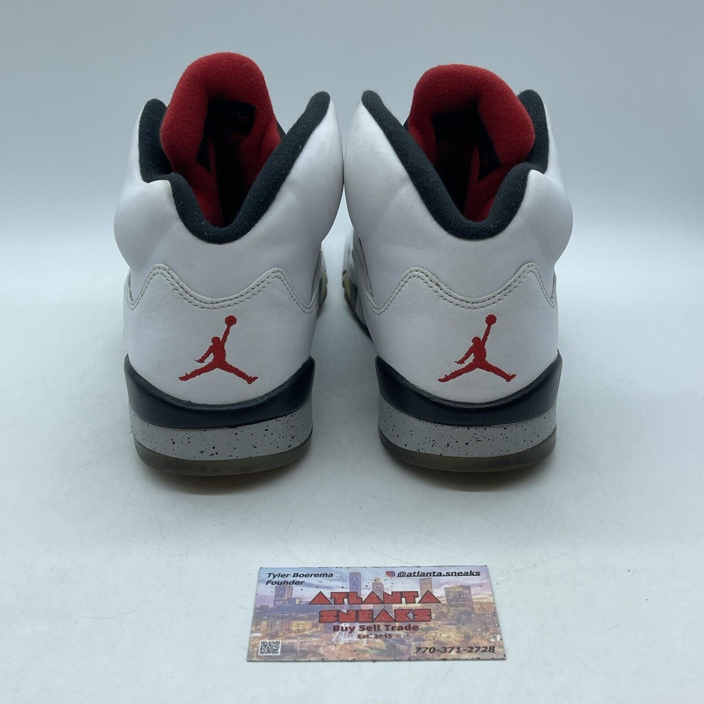 Size 9 - Air Jordan 5 Retro White Cement Grey Black Leather (136027-104)