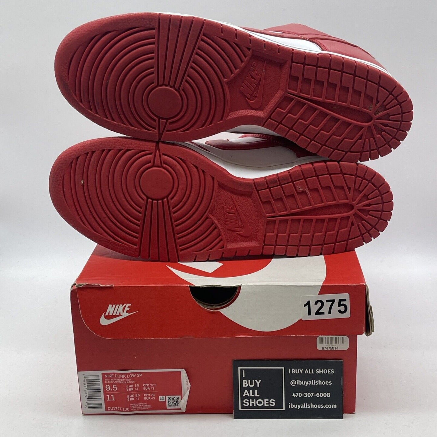 Size 9.5 - Nike Dunk Low Retro St John Red White Suede Leather (CU1726-100)
