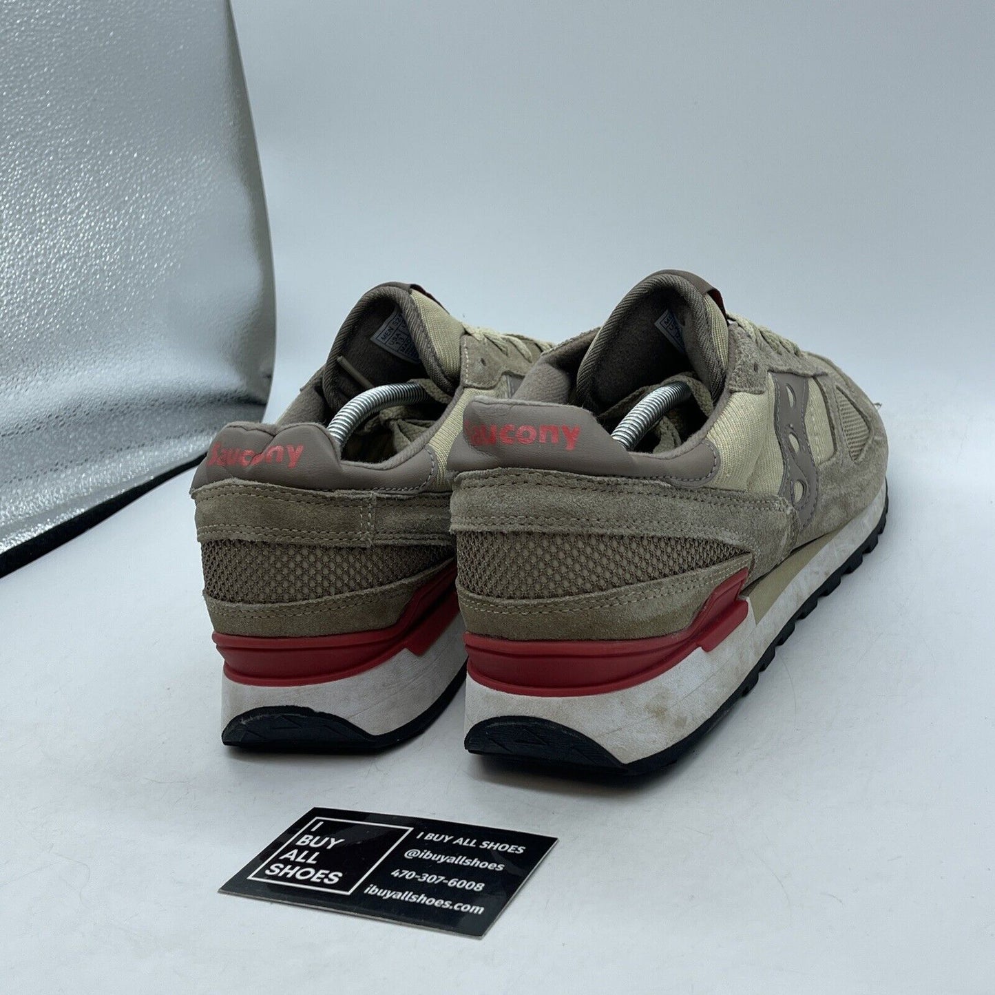 Size 13 - Saucony Shadow Original Beige Brown Red Suede Leather (S2108-597)