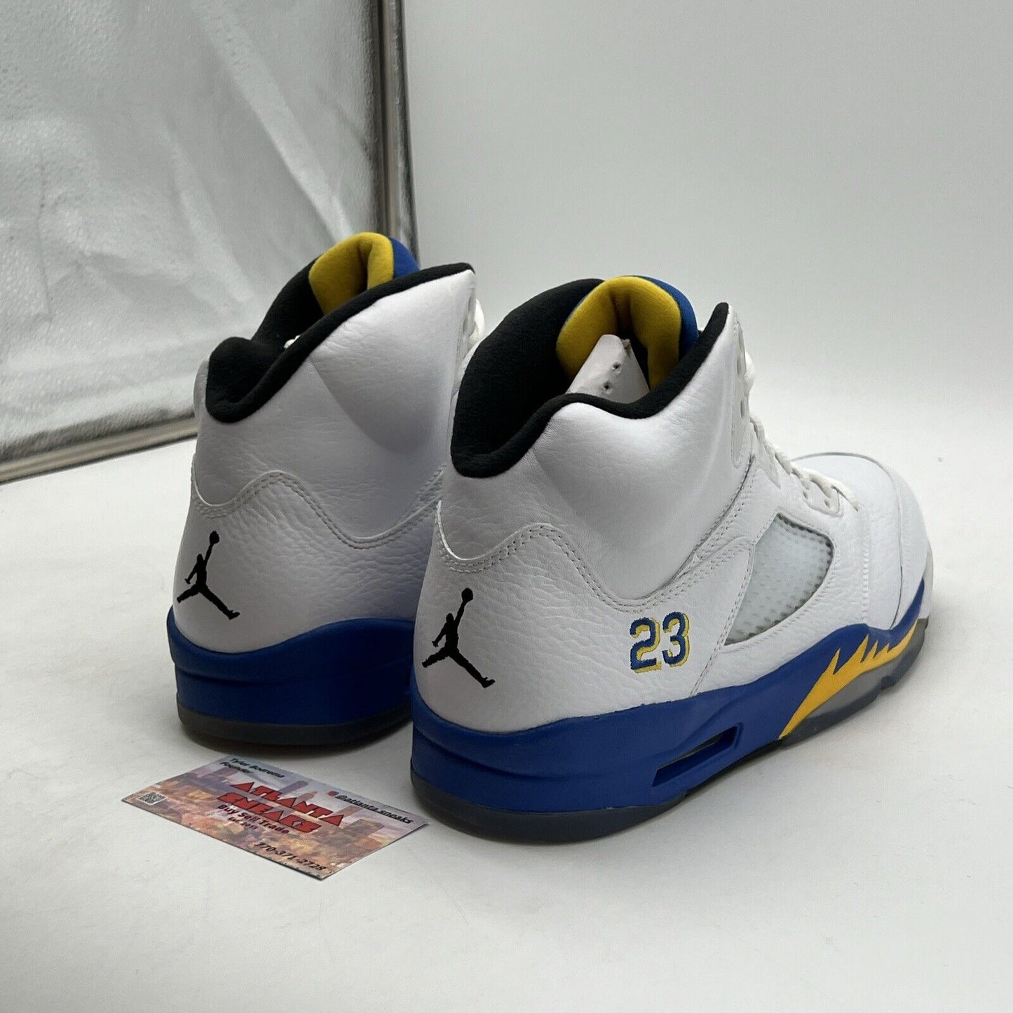 Size 11.5 - Air Jordan 5 Retro 2013 Laney White Yellow Blue Leather (136127-189)