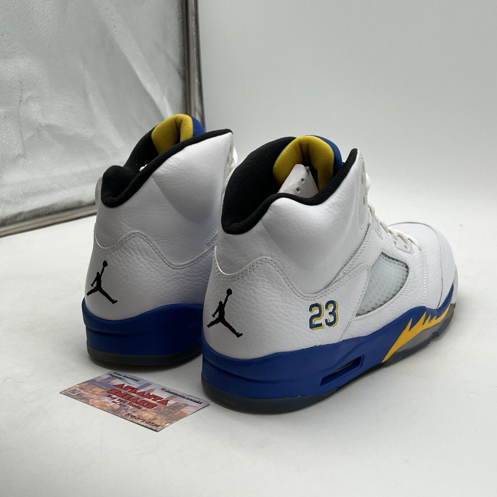 Size 11.5 - Air Jordan 5 Retro 2013 Laney White Yellow Blue Leather (136127-189)