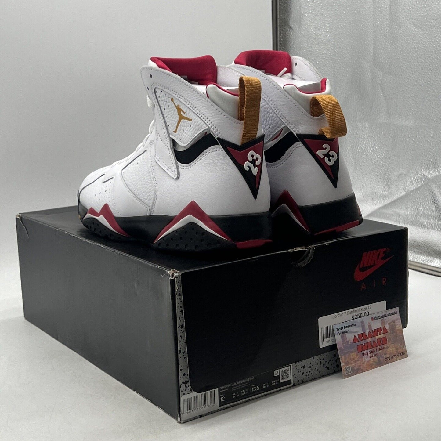 Size 12 - Jordan 7 Cardinal 2022 Red White Black Yellow Leather (CU0307-106)