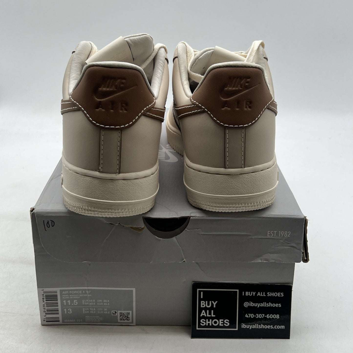 Size 11.5 - Nike Air Force 1 '07 Low Pearl White British Tan (IB8865-221)
