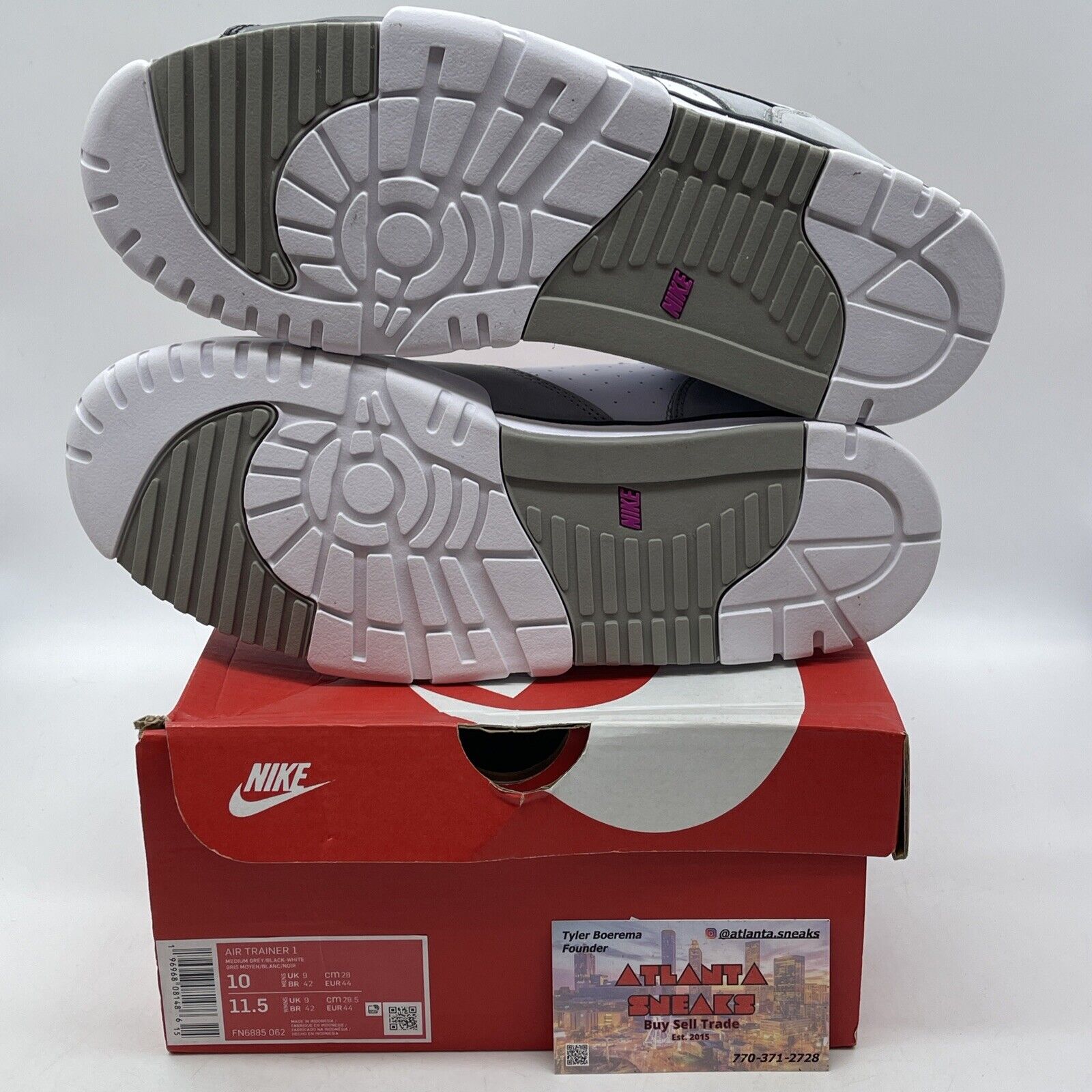 Size 10 - Nike Air Trainer 1 Hyper Violet Grey White Black Suede (FN6885-062)