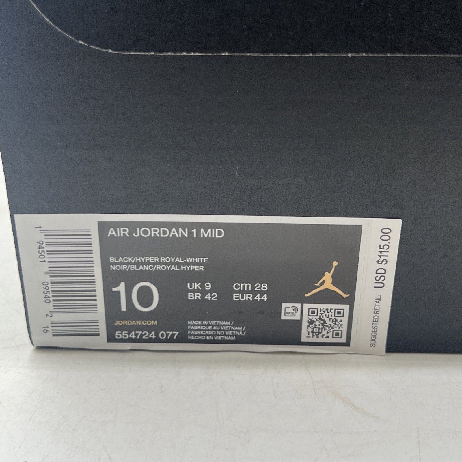 Size 10 - Air Jordan 1 Mid Hyper Royal  (554724-077)