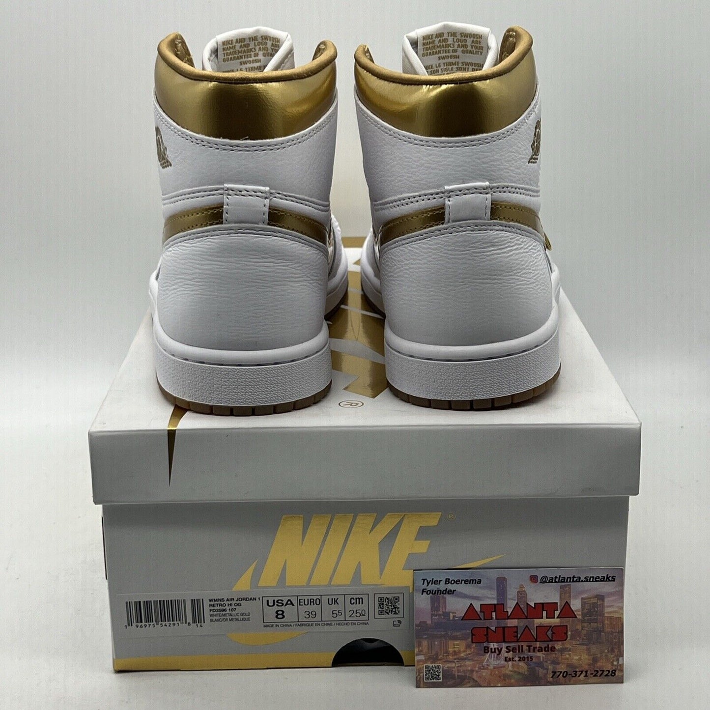 Size 8 - Air Jordan 1 Retro OG High Metallic Gold W White Leather  (FD2596-107)