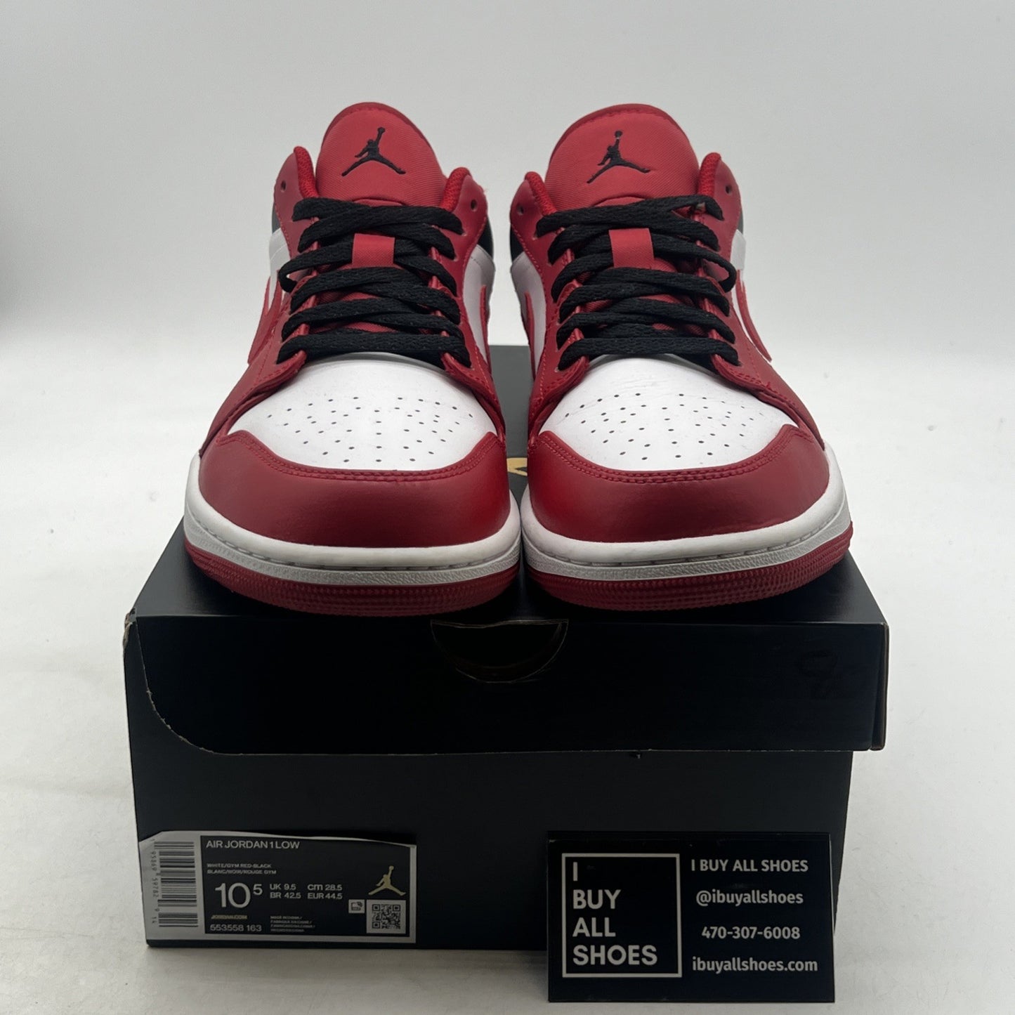 Size 10.5 - Air Jordan 1 Low Reverse Black Toe (553558-163)