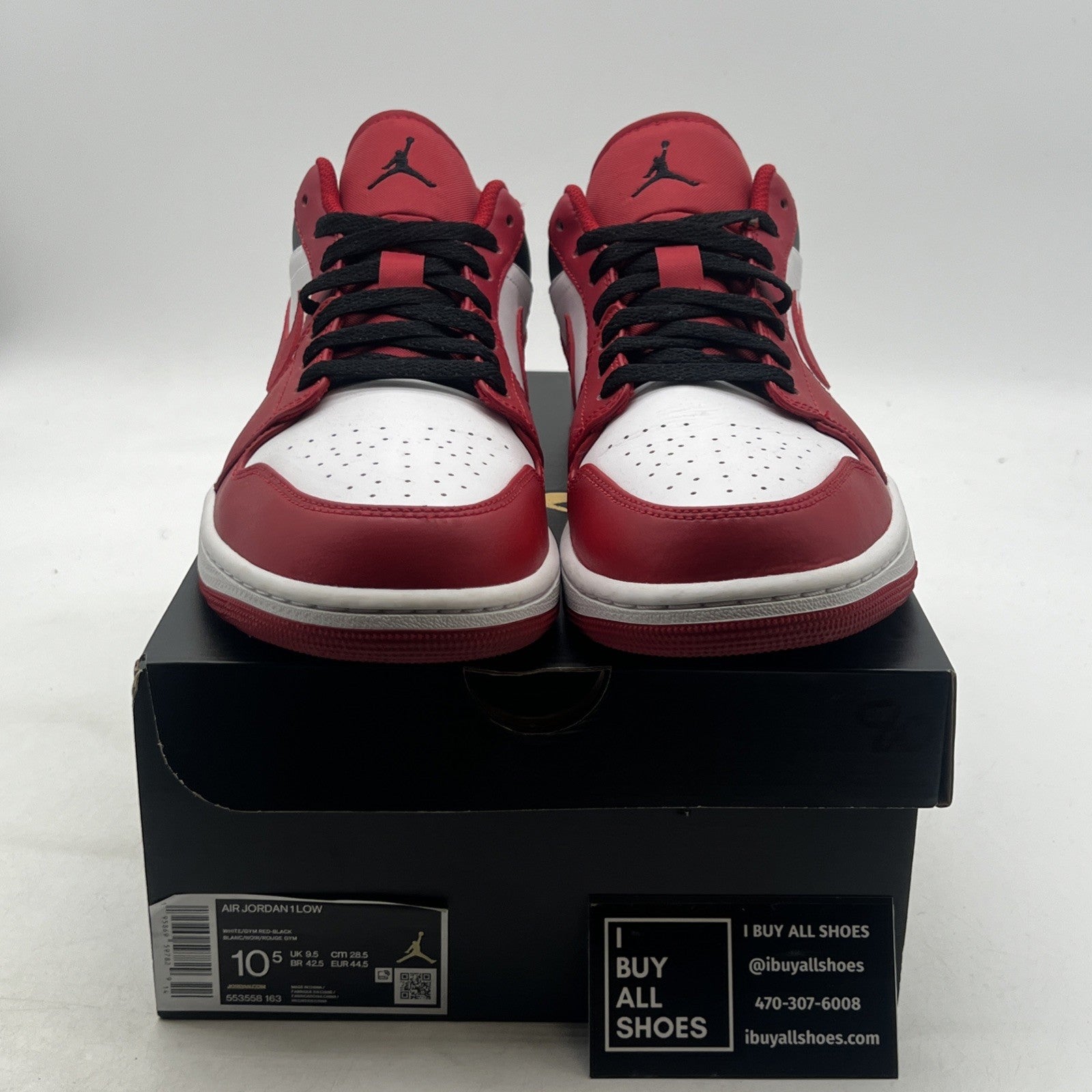 Size 10.5 - Air Jordan 1 Low Reverse Black Toe (553558-163)