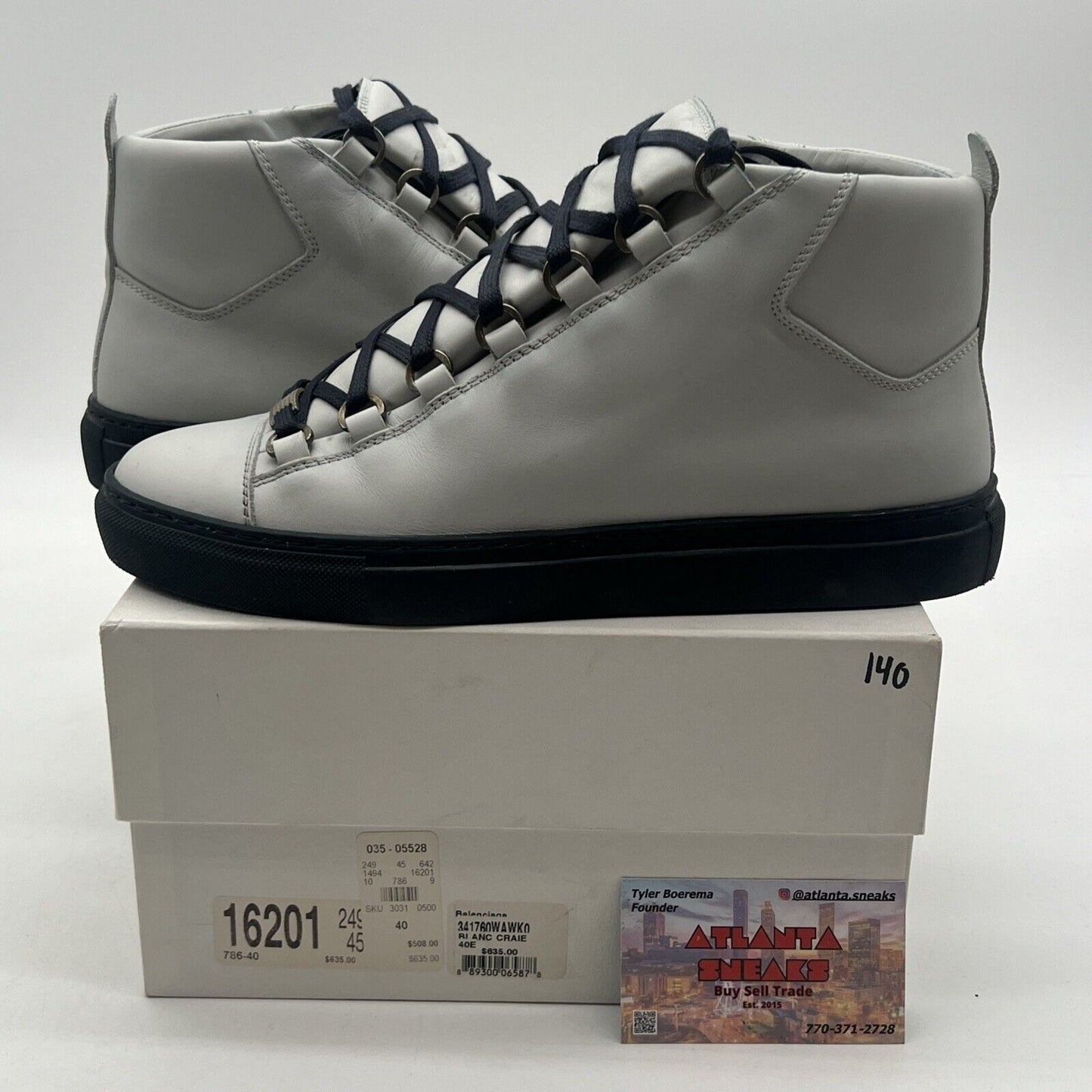 Size 7 - Balenciaga Arena High White Grey (341760) Leather Used