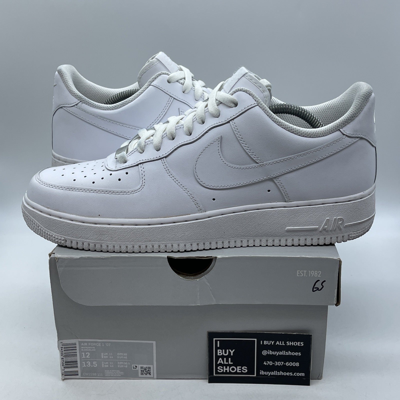 Size 12 - Nike Air Force 1 '07 Low Triple White Leather (CW2288-111)