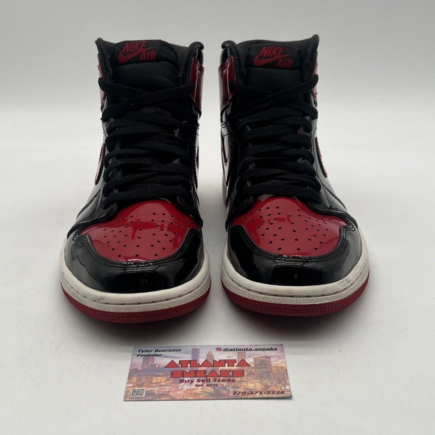 Size 8.5 - Jordan 1 Retro OG High Patent Bred Black White Red (555088-063)