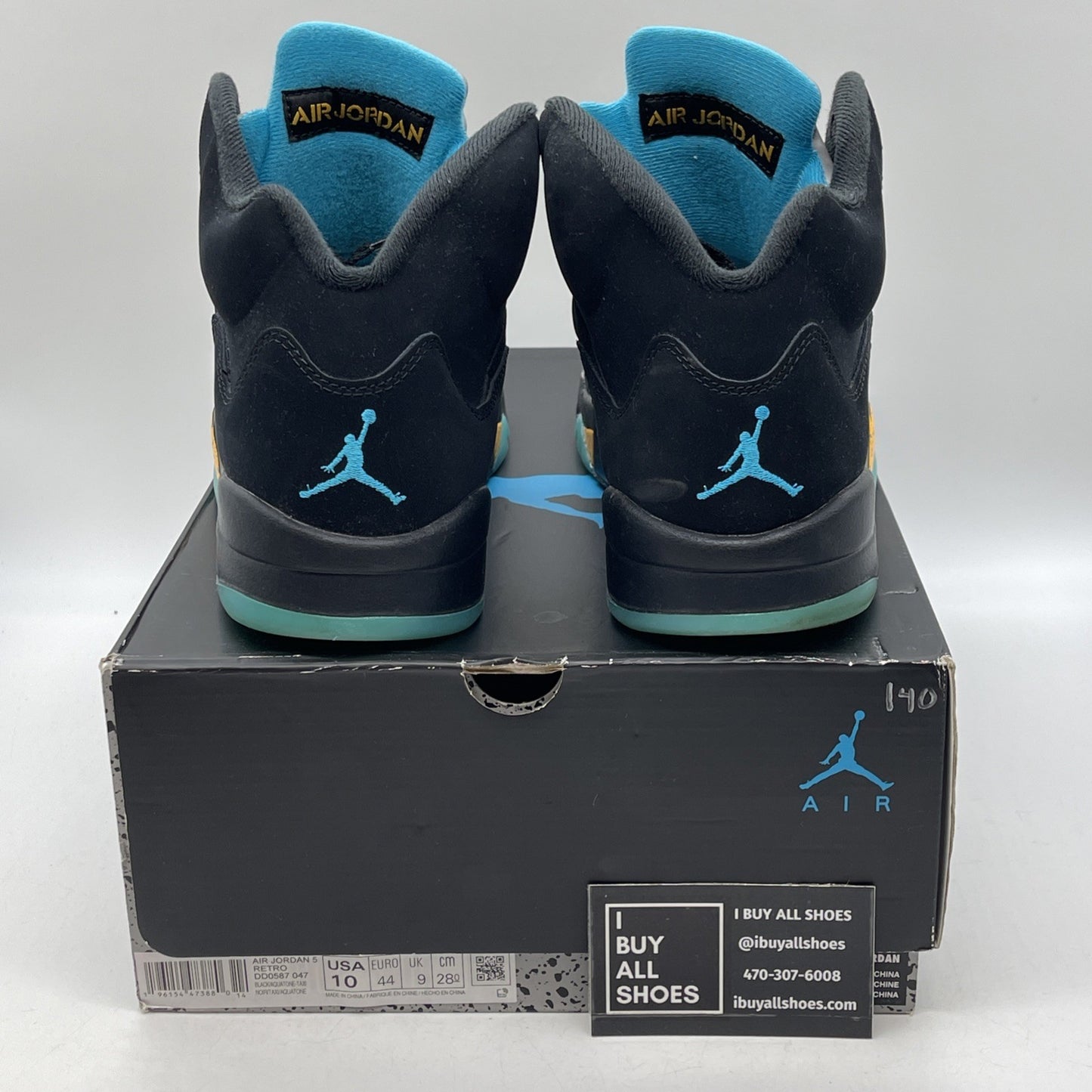 Size 10 - Jordan 5 Retro Mid Aqua Black Blue Yellow Suede (DD0587-047)