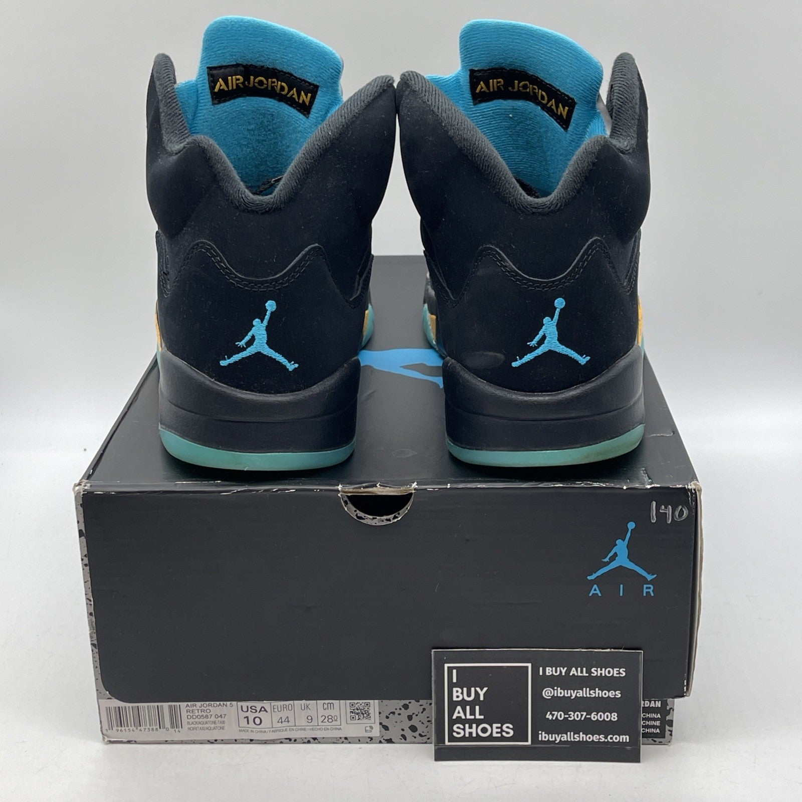 Size 10 - Jordan 5 Retro Mid Aqua Black Blue Yellow Suede (DD0587-047)