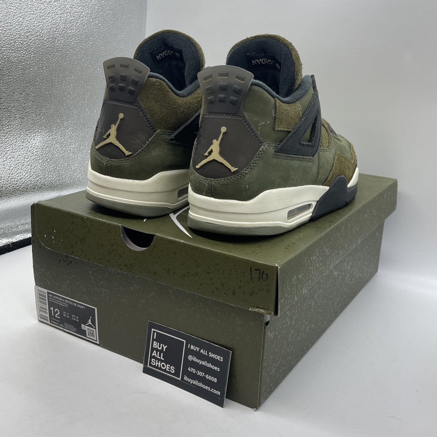 Size 12 - Jordan 4 SE Retro Low Craft Olive Green Black Suede (FB9927-200)