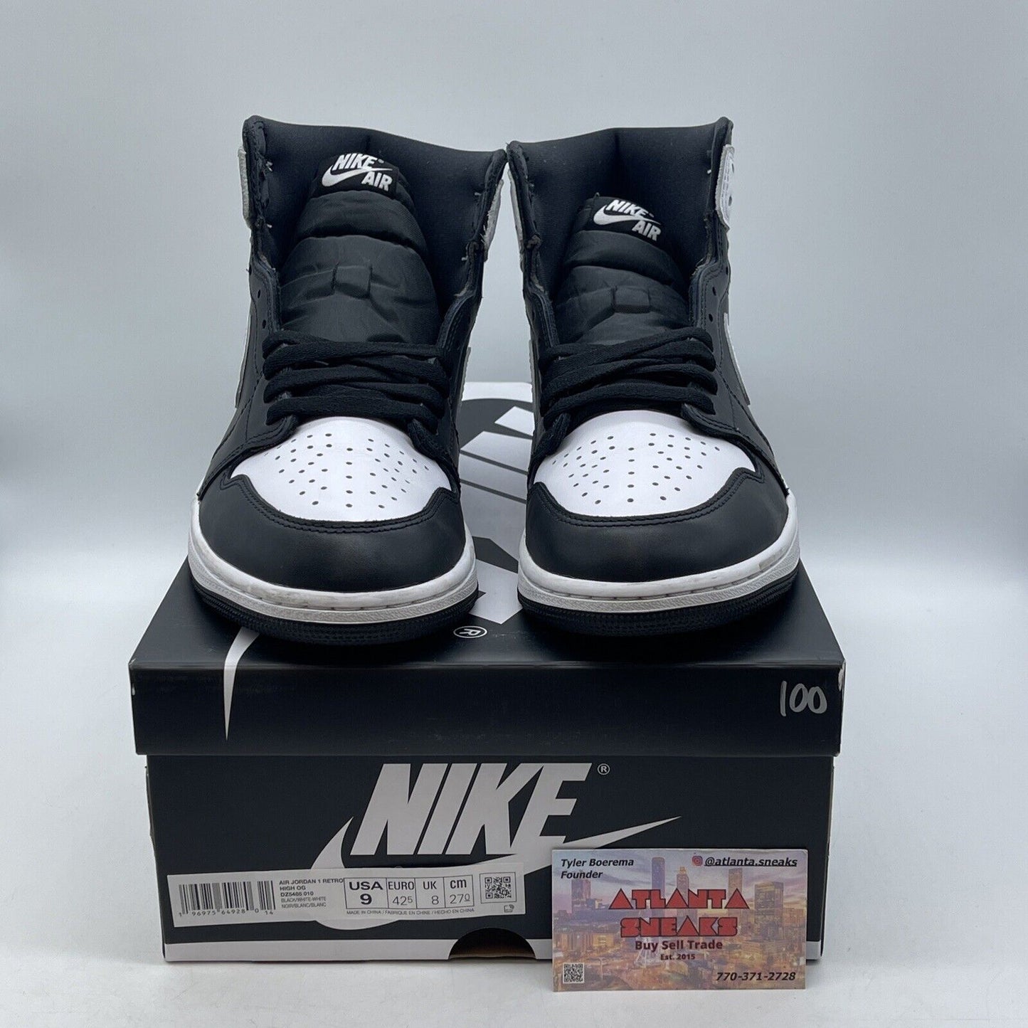 Size 9 - Air Jordan 1 Retro OG High Black White 2.0 Leather (DZ5485-010)