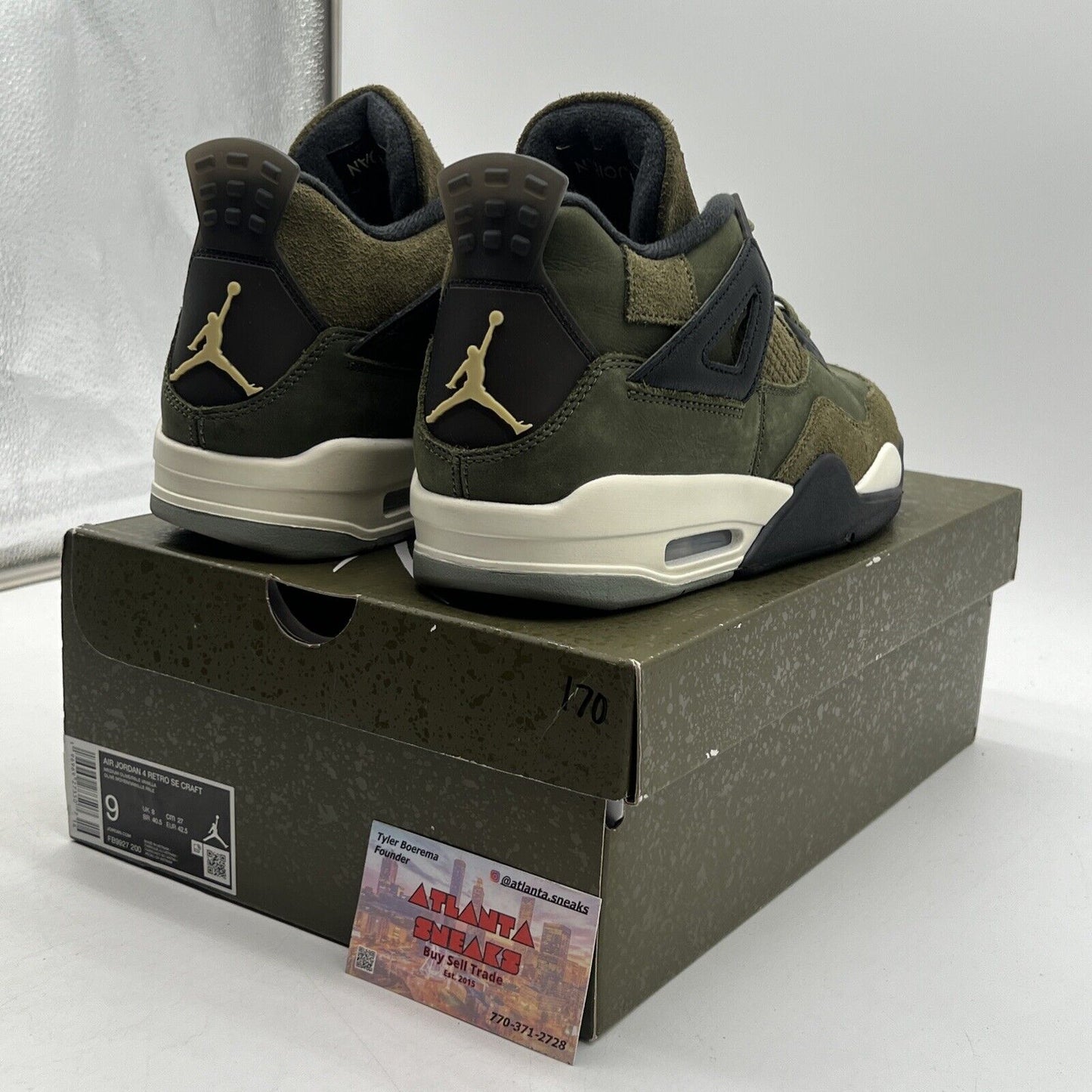 Size 9 - Jordan 4 SE Retro Low Craft - Olive Black White Suede (FB9927-200)