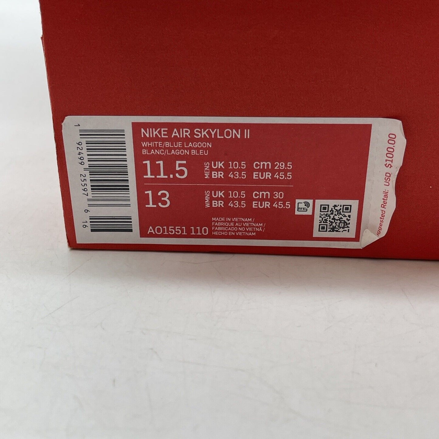 Size 11.5 - Nike Air Skylon 2 Lagoon Fuchsia White Blue Purple (AO1551-110)
