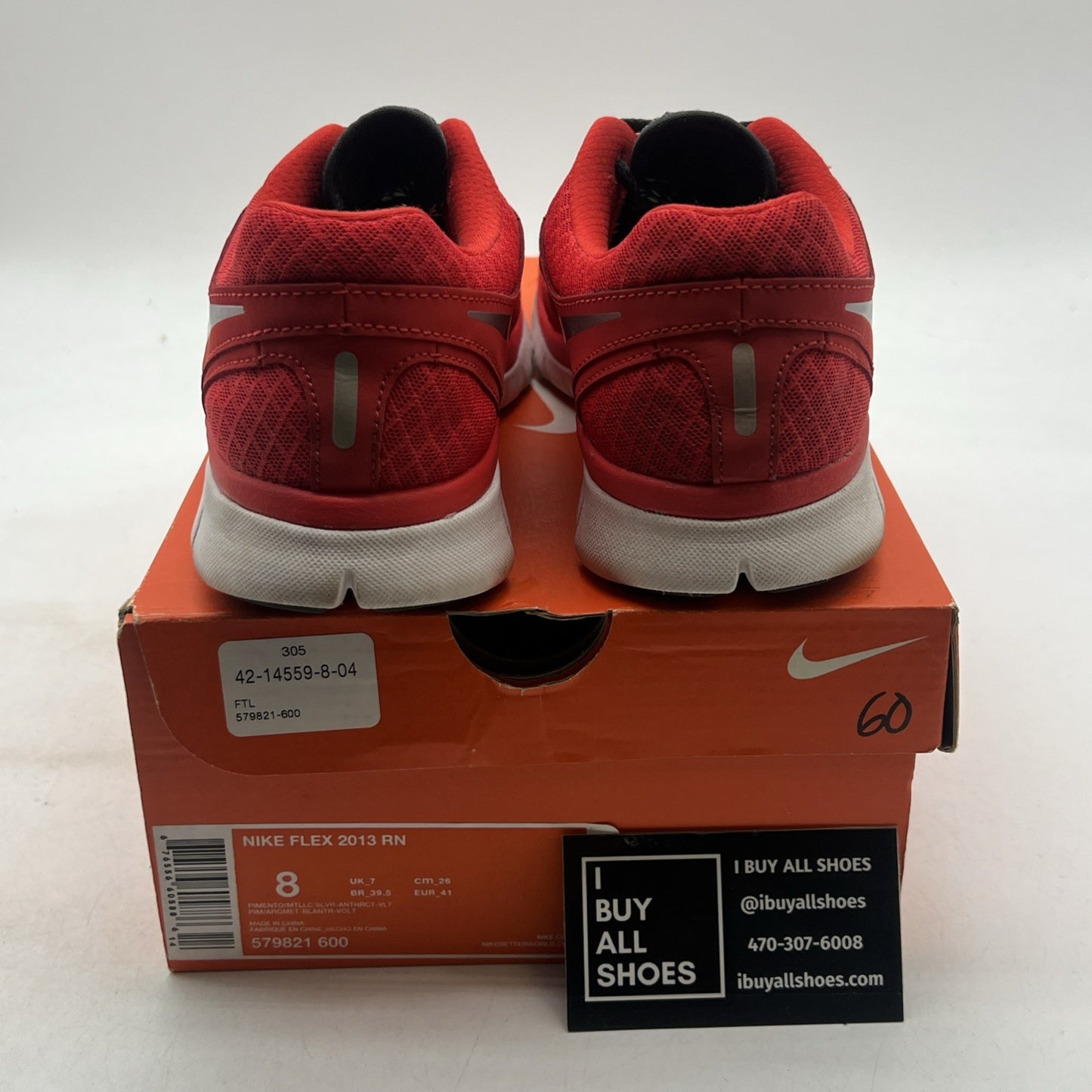 Size 8 - Nike Flex 2013 Run Red Men’s Sneakers (579821-600)