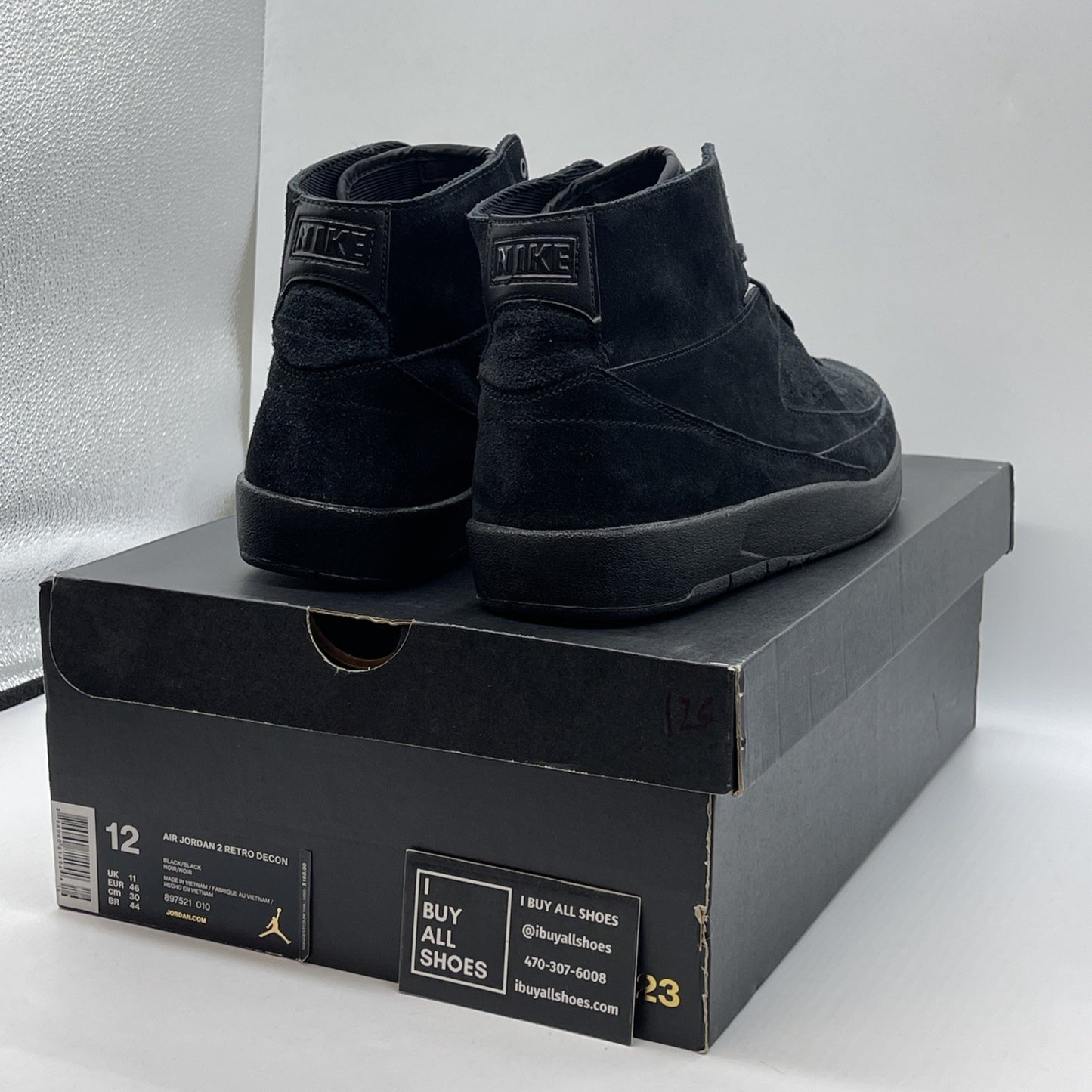 Size 12 - Air Jordan 2 Retro Deconstructed Triple Black Suede (897521-010)