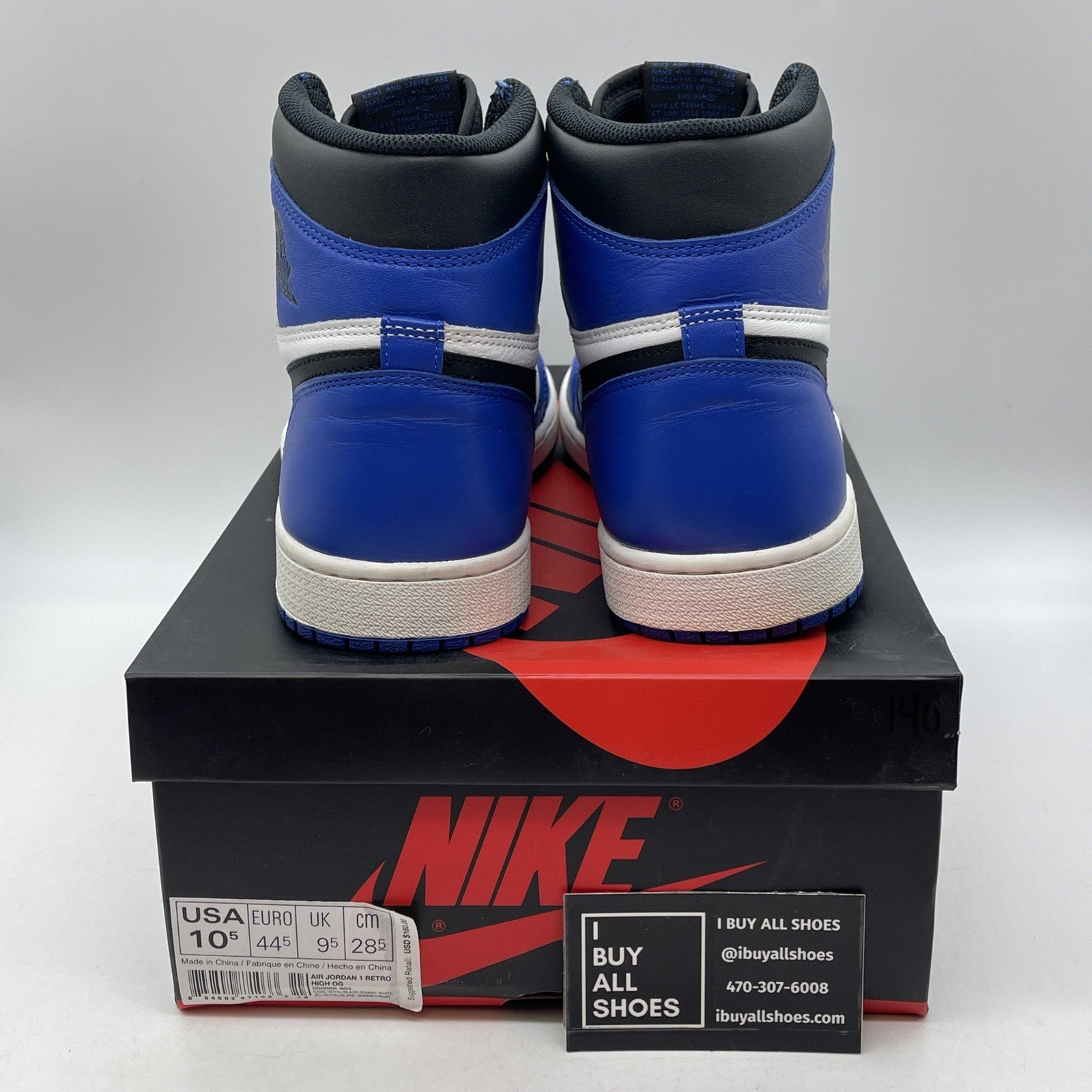 Size 10.5 - Jordan 1 Retro High OG Game Royal Blue Black Leather (555088-403)