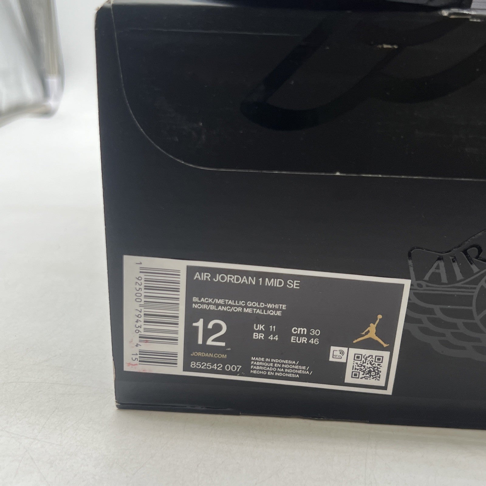 Size 12 - Air Jordan 1 Mid SE Patent Black Gold (852542-007)