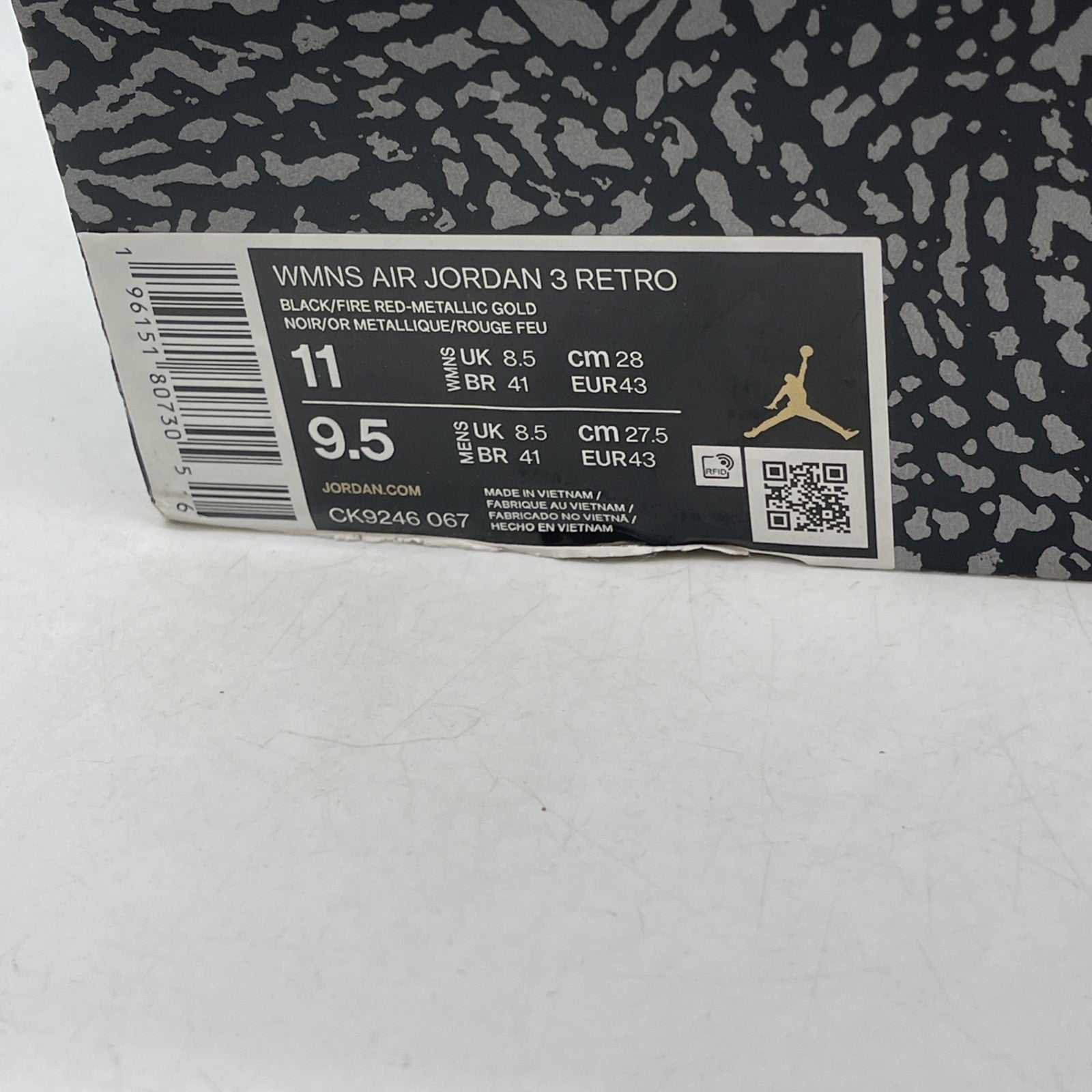 Size 11W - Air Jordan 3 Retro Mid Black Gold (CK9246-067)
