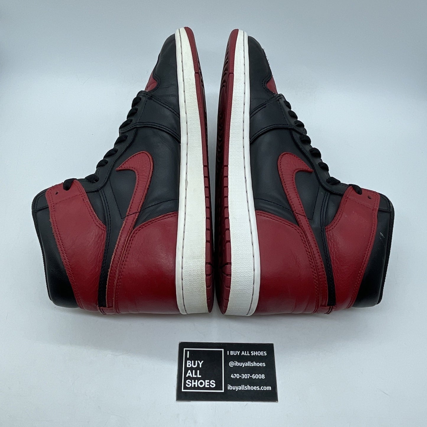 Size 12 - Jordan 1 Retro OG High Banned, Bred Black Red Leather (555088-001)