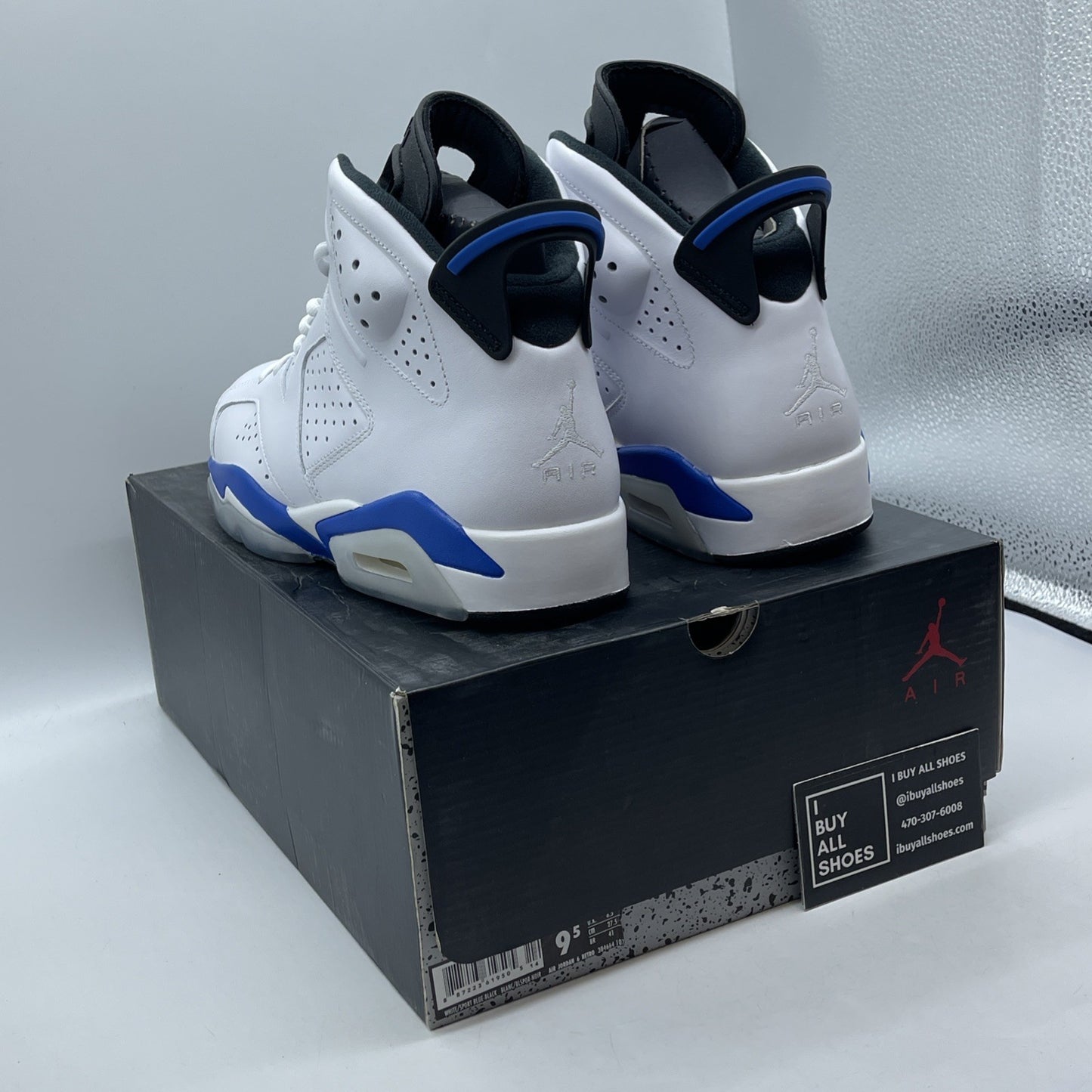 Size 9.5 - Air Jordan 6 Retro 2014 Sport Blue White Leather (384664-107)