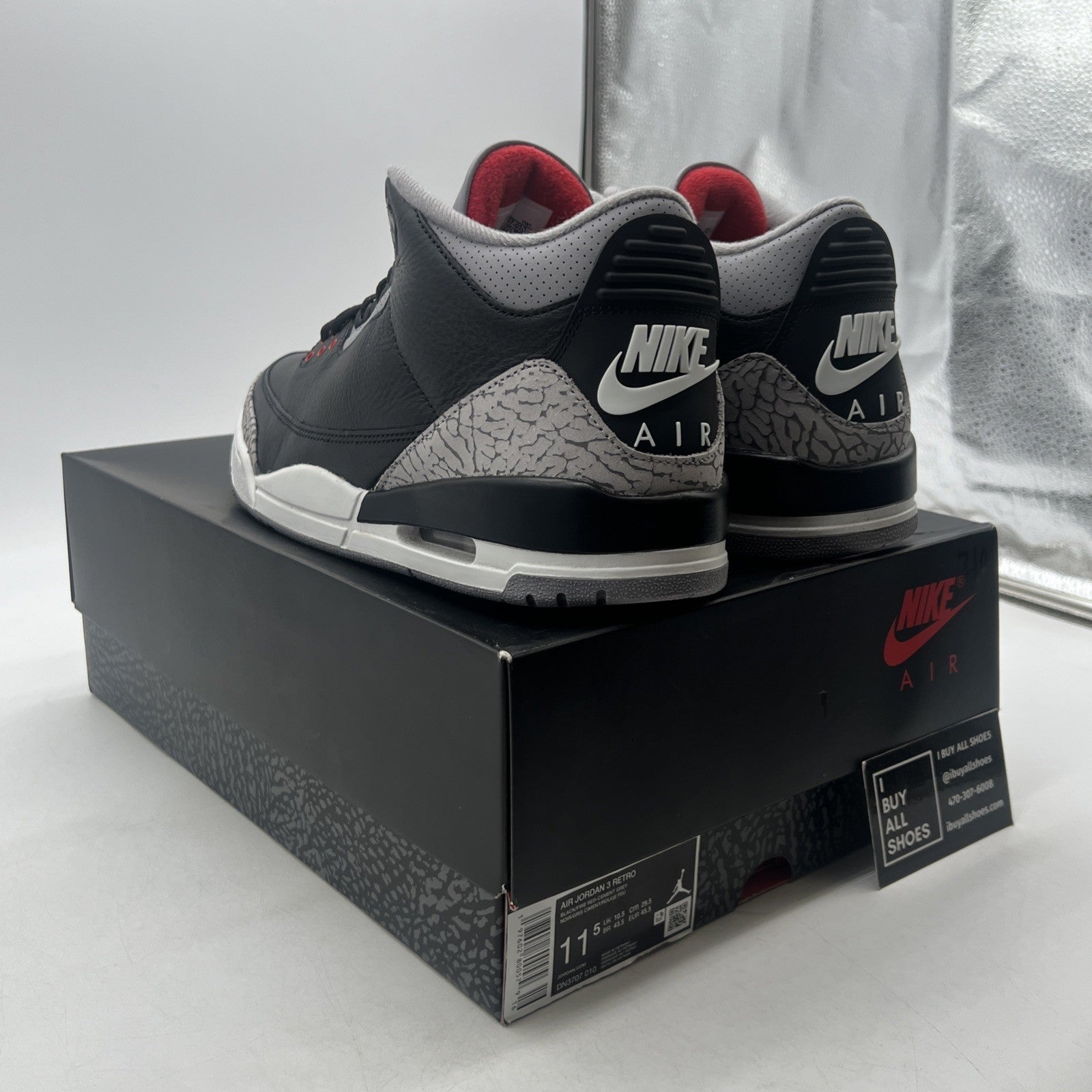Size 11.5 - Air Jordan 3 Retro OG 2024 Black Cement (DN3707-010)
