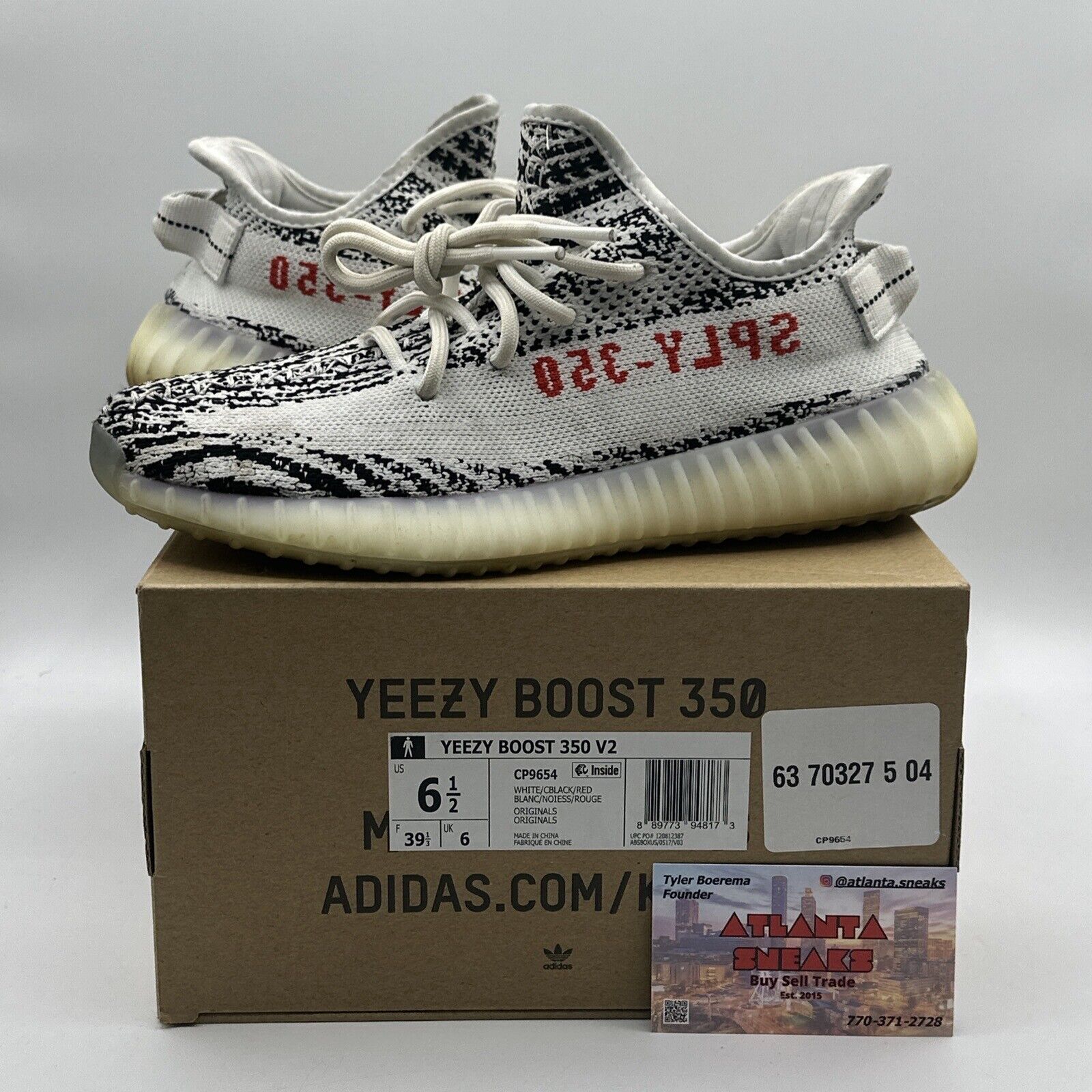 Size 6.5 - adidas Yeezy Boost 350 V2 Low Zebra White Red Black Comfy Kanye West