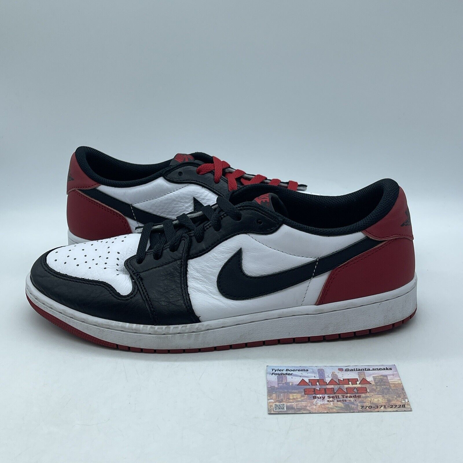 Size 12 - Air Jordan 1 Retro OG Low Black Toe Red White Leather (CZ0790-106)