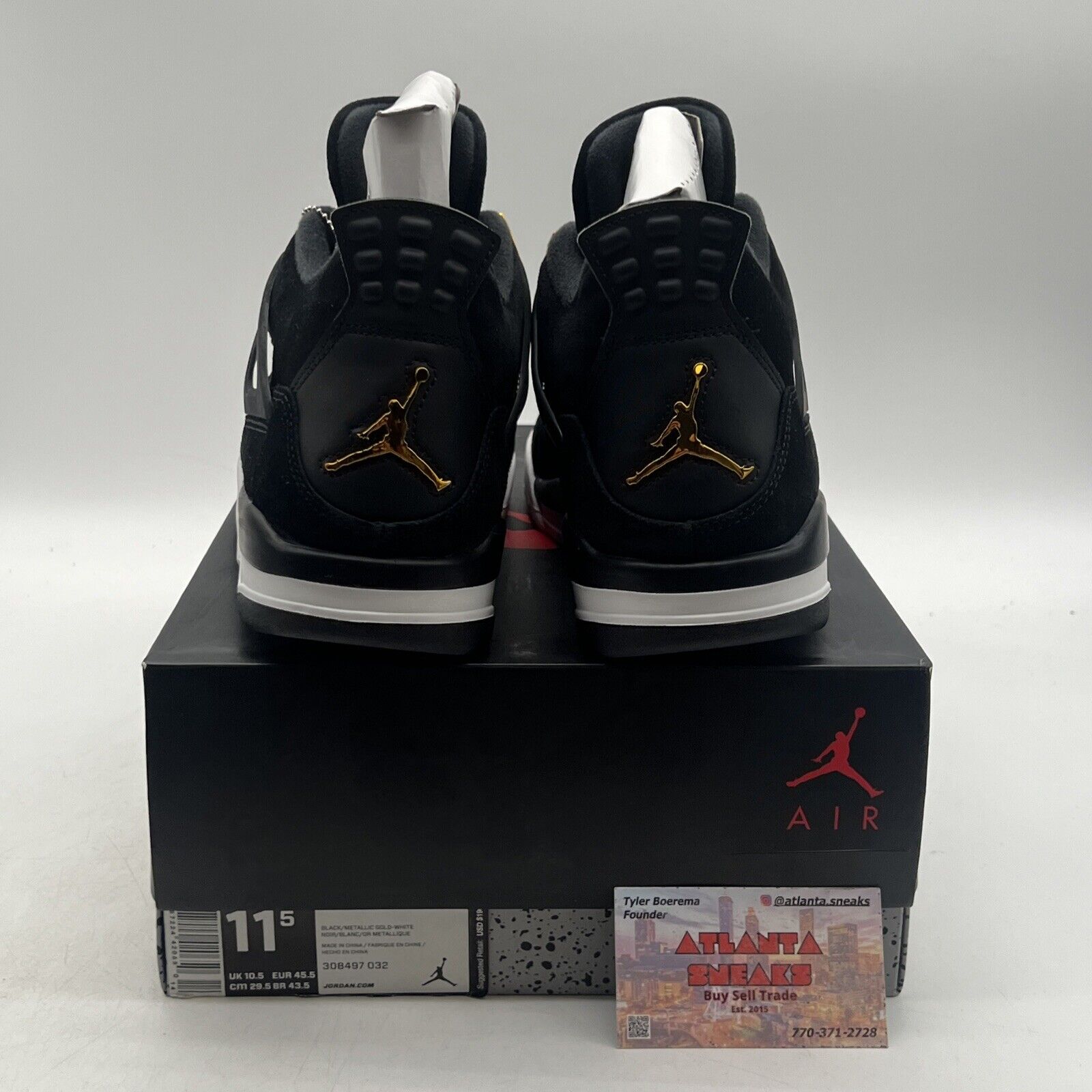 Size 11.5 - Jordan 4 Retro Royalty 2017 Gold Suede Black White (308497-032)