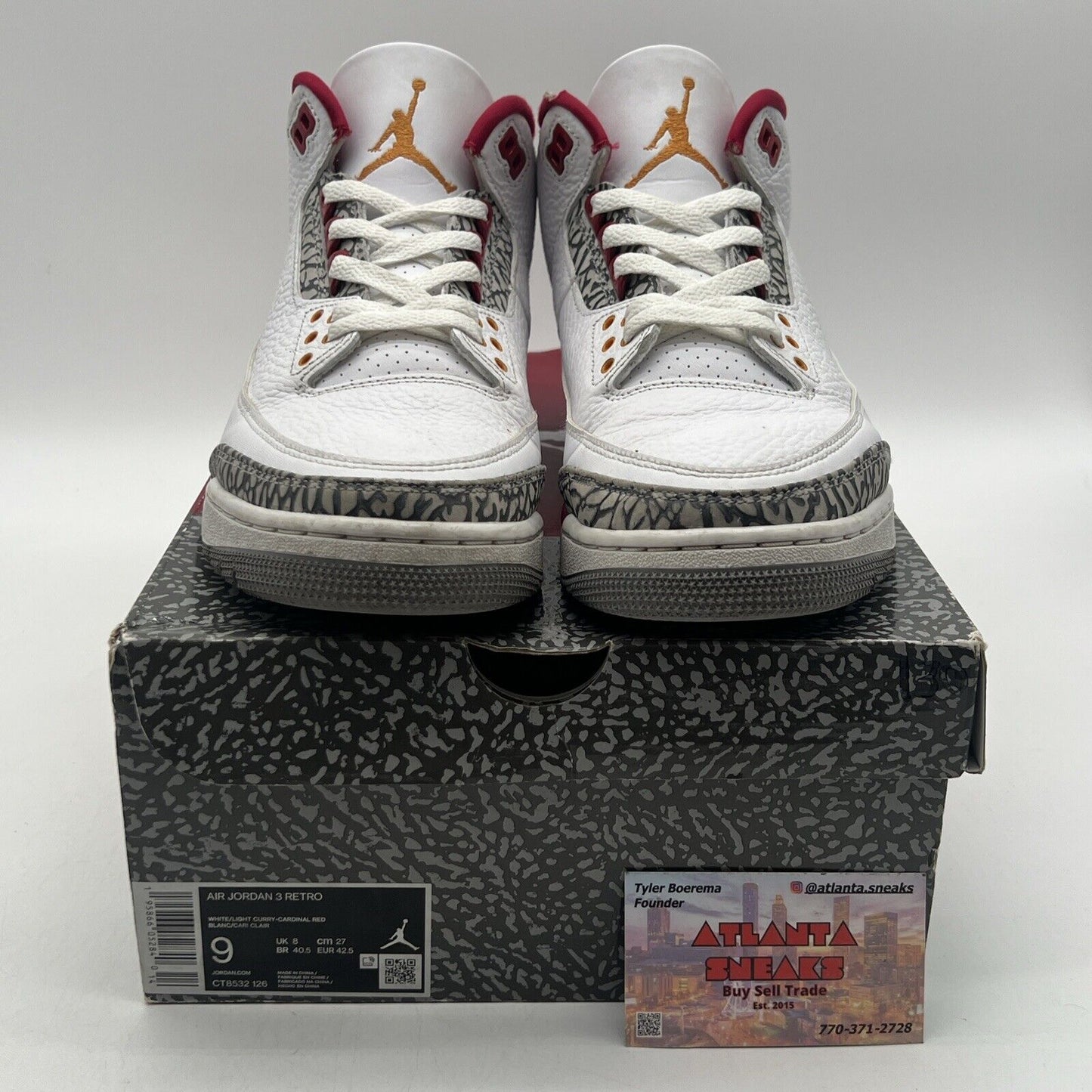 Size 9 - Jordan 3 Retro Mid Cardinal Red White Grey Black Leather (CT8532-126)