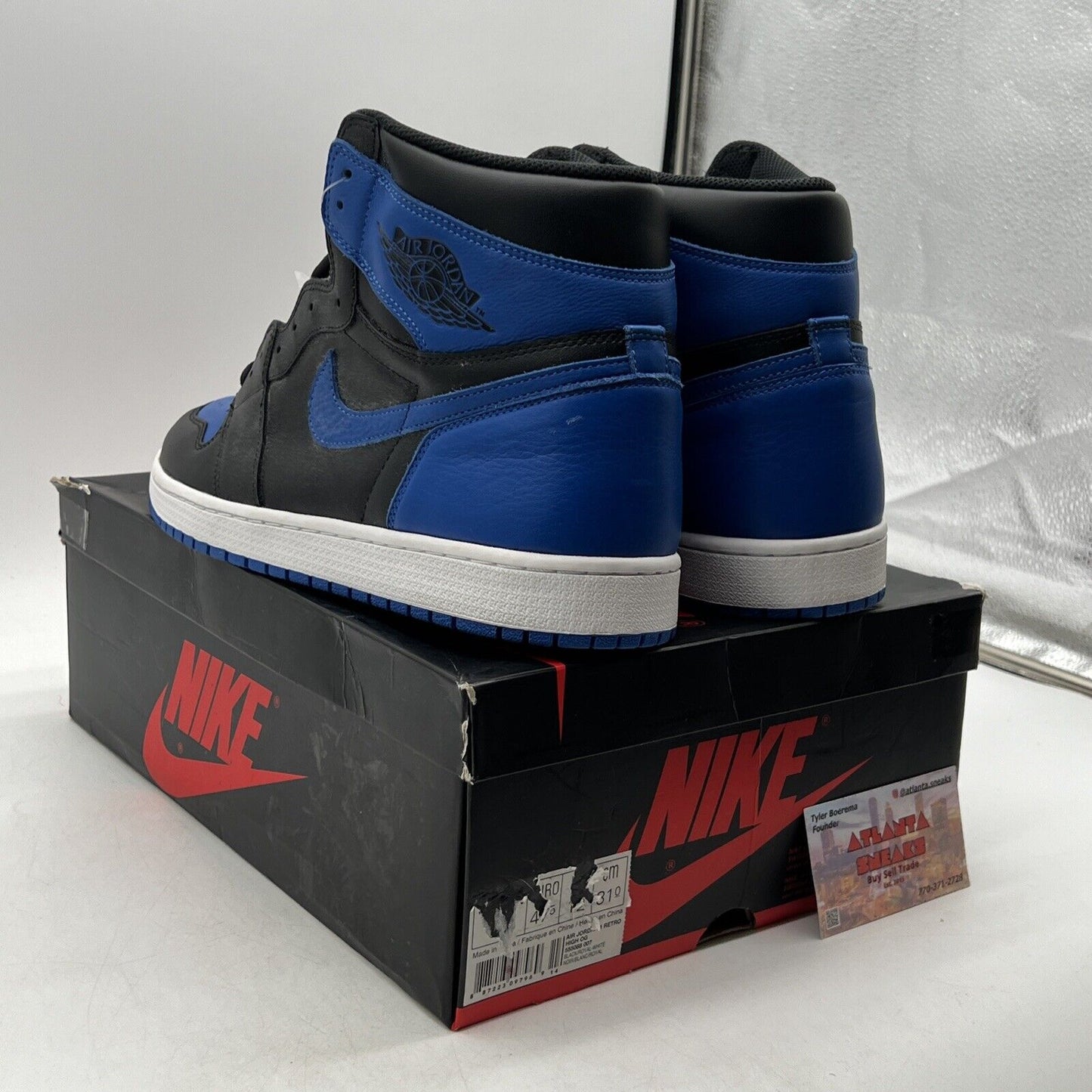 Size 14 - Jordan 1 Retro OG High Royal Black White Leather Blue (555088-007)