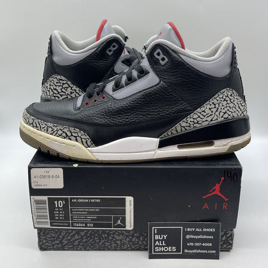 Size 10.5 - Jordan 3 Retro release 2011 Black Grey Suede Leather (136064-010)