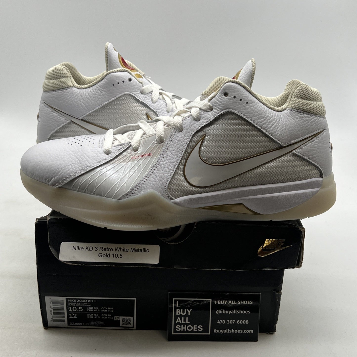 Size 10.5 - Nike Zoom KD 3 White Metallic Gold (DZ3009-100)