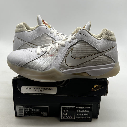 Size 10.5 - Nike Zoom KD 3 White Metallic Gold (DZ3009-100)