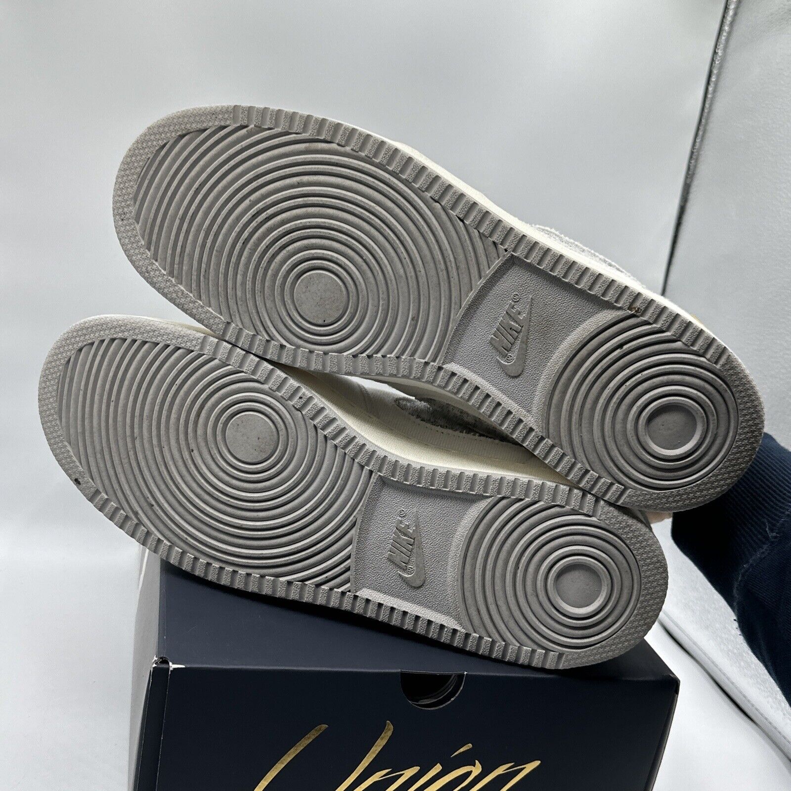 Size 12.5 - Jordan 1 KO x Union LA Low White Neutral Grey Patches Blue Yellow
