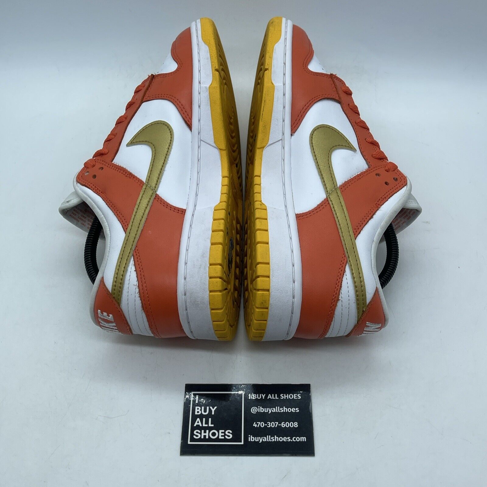 Size 10.5W - Nike Dunk Low Orange University Gold White Leather (DQ4690-800)