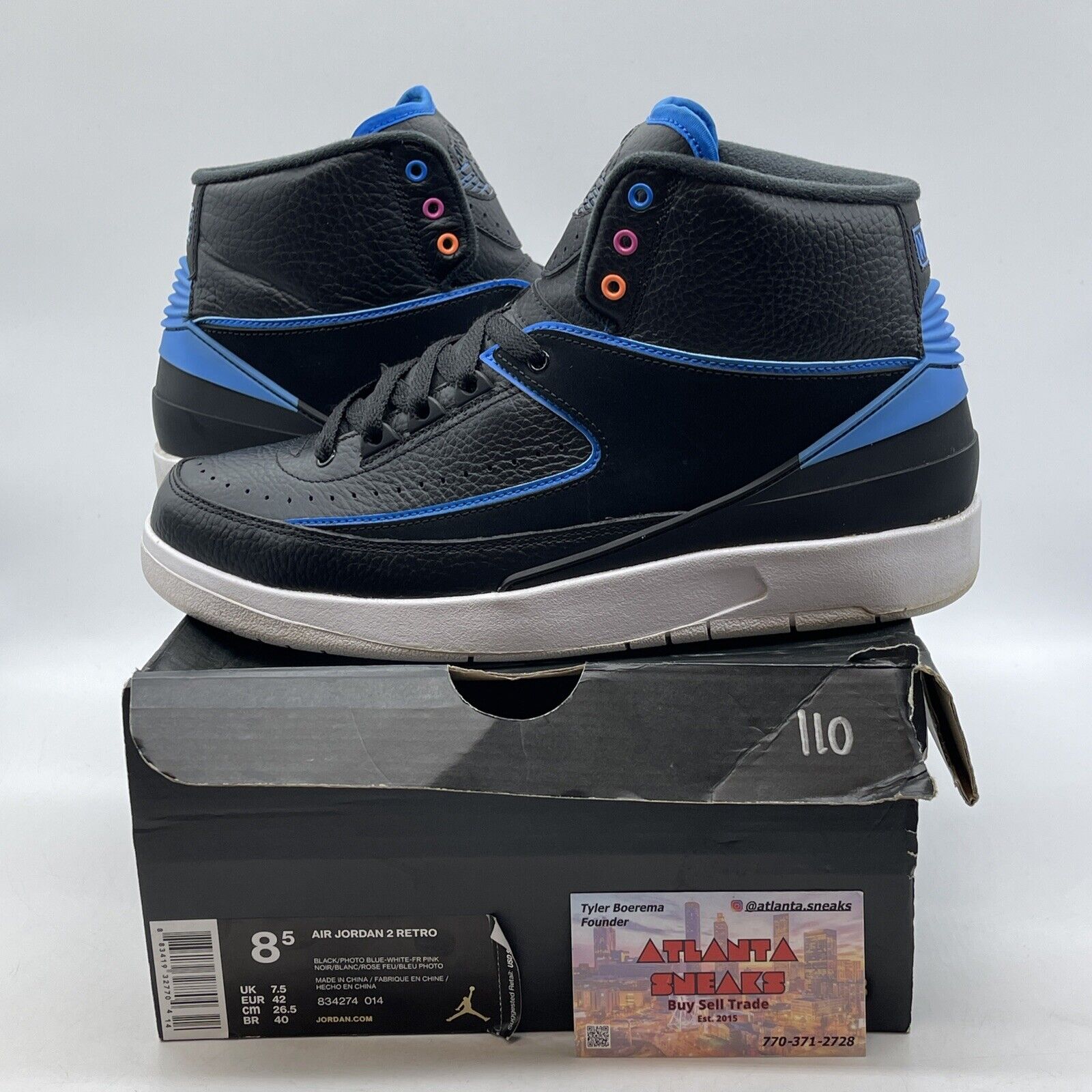 Size 8.5 - Air Jordan 2 Retro Radio Raheem Black Blue White (834274-014)