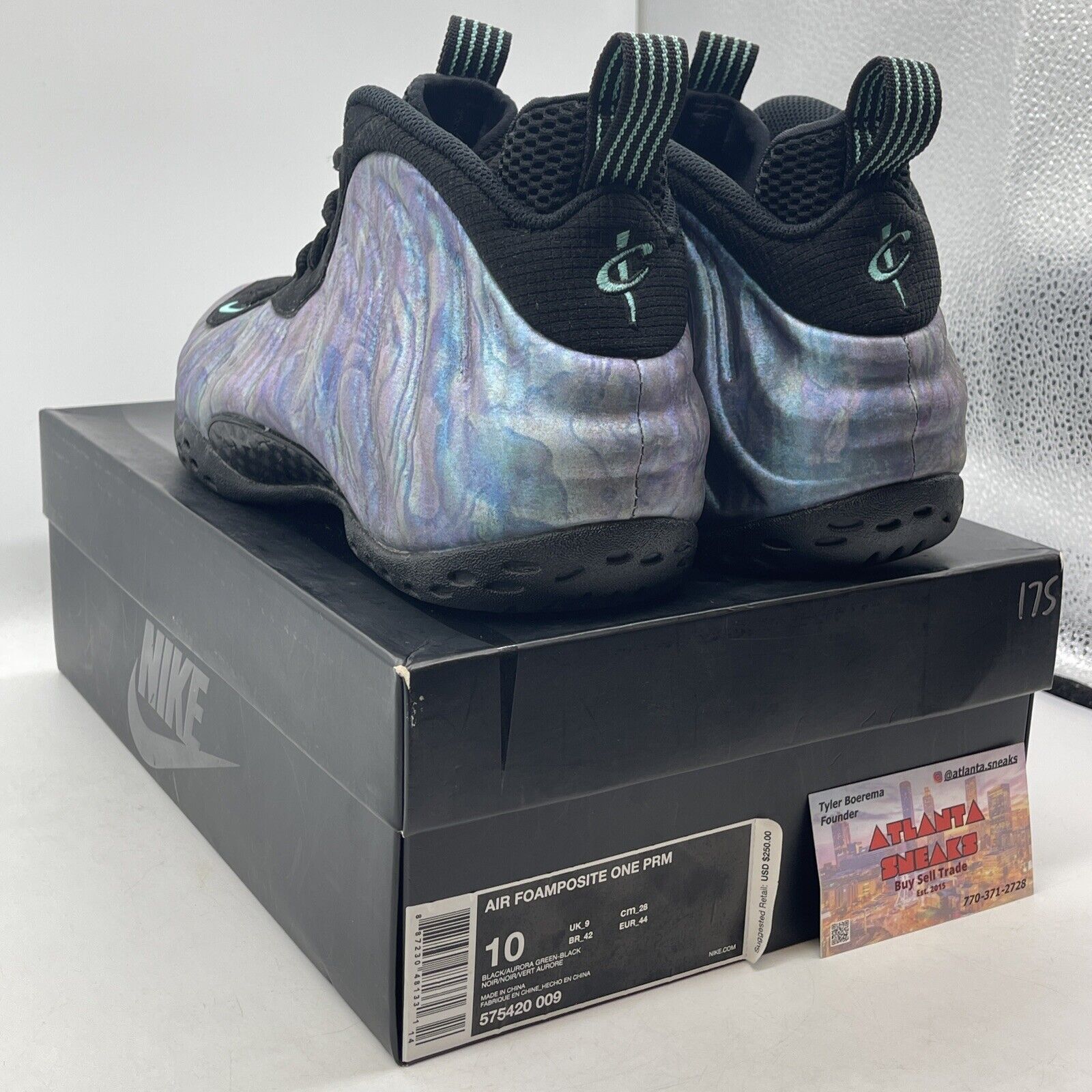 Size 10 - Nike Air Foamposite One Premium Abalone Black Purple Blue (575429-009)