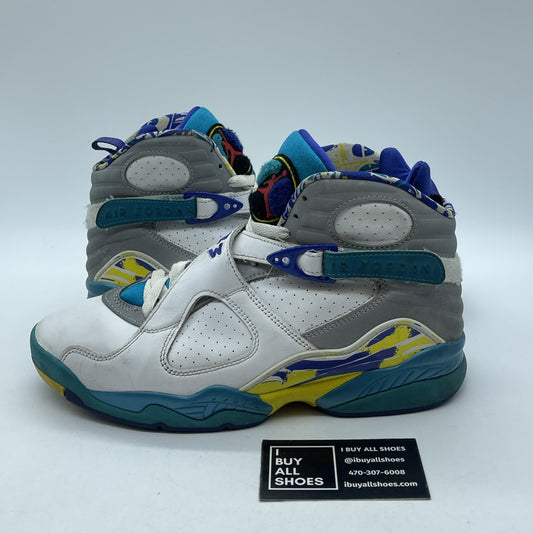 Size 9W - Air Jordan 8 Retro White Aqua White Silver Leather  (CI1236-100)