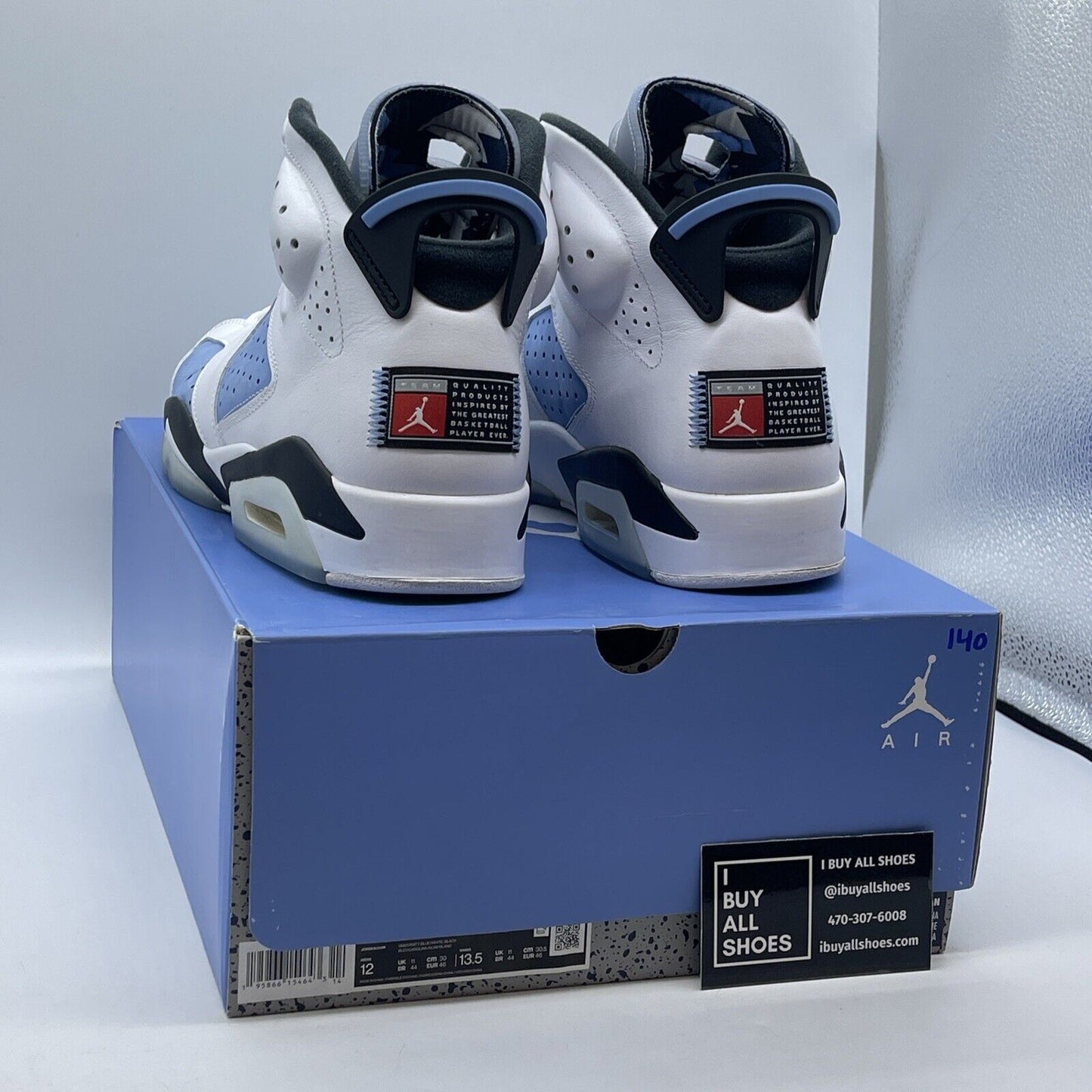 Size 12 - Jordan 6 Retro Mid UNC Home Blue White Suede Leather (CT8529-410)