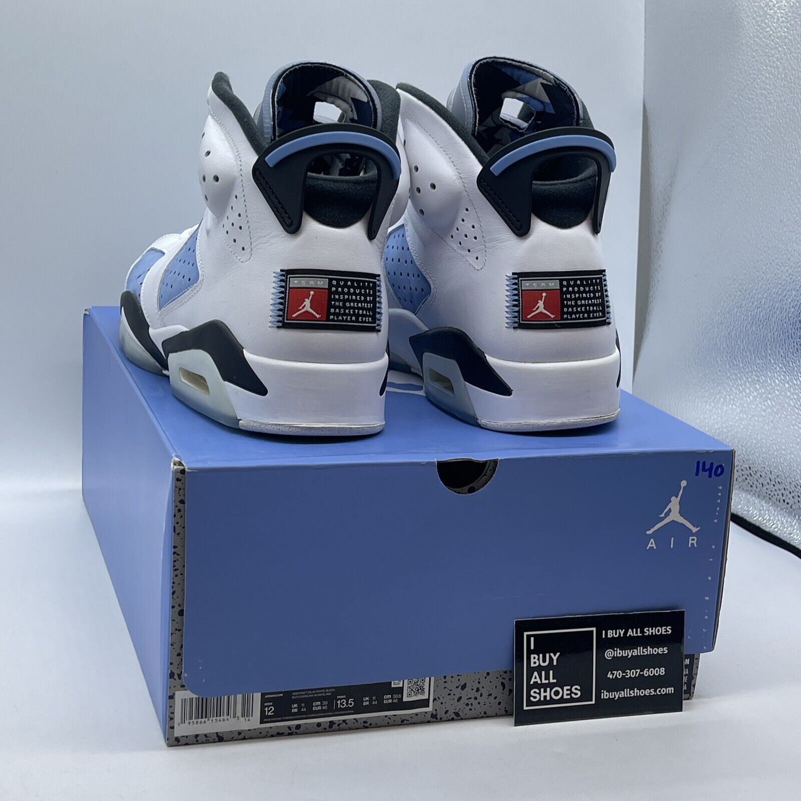 Size 12 - Jordan 6 Retro Mid UNC Home Blue White Suede Leather (CT8529-410)