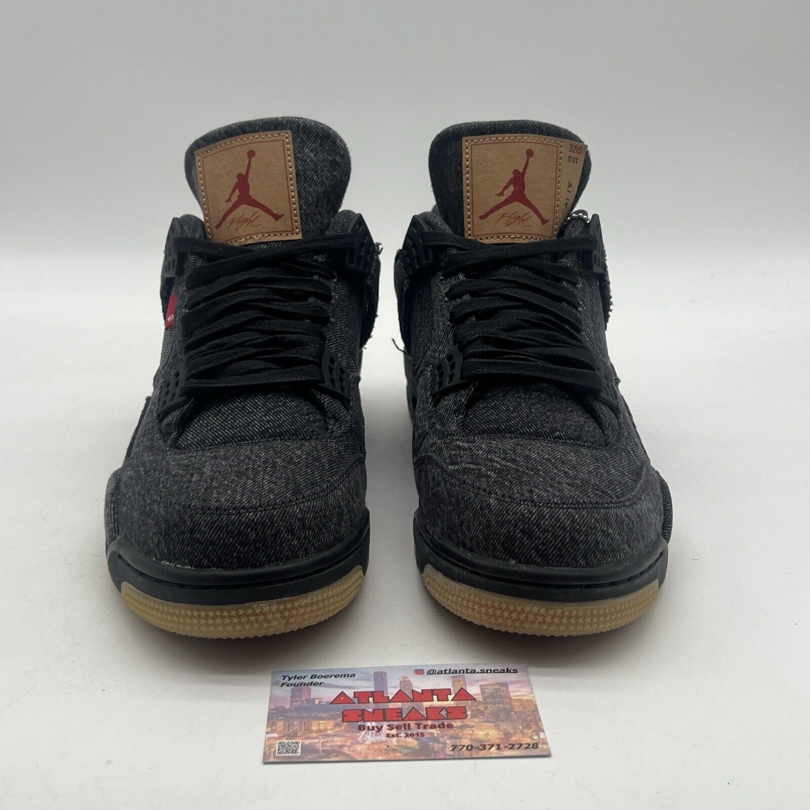 Size 10.5 - Levi's x Air Jordan 4 Retro Black Denim (A02571-001)