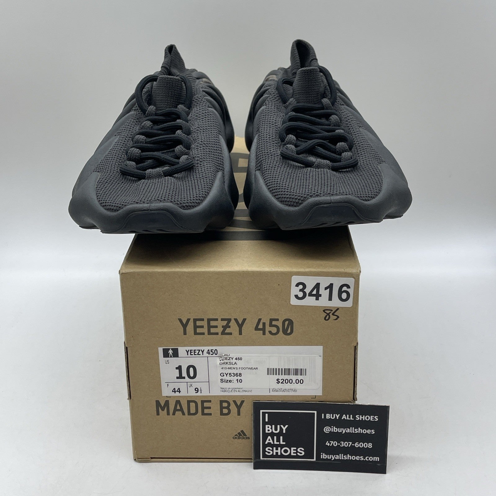Size 10 - adidas Yeezy 450 Dark Slate Black Grey Suede (GY5368)